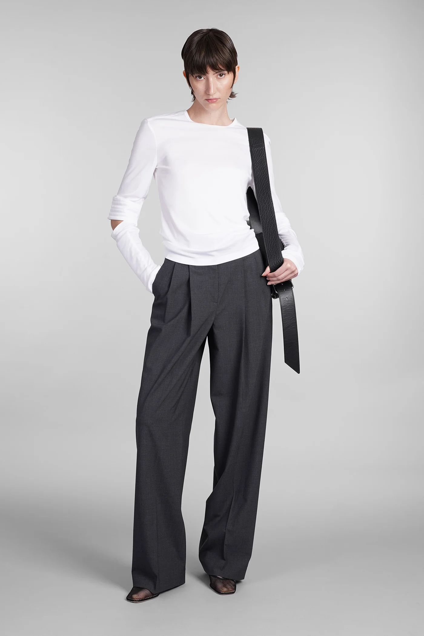 T-Shirt in white wool and polyester - Image 2