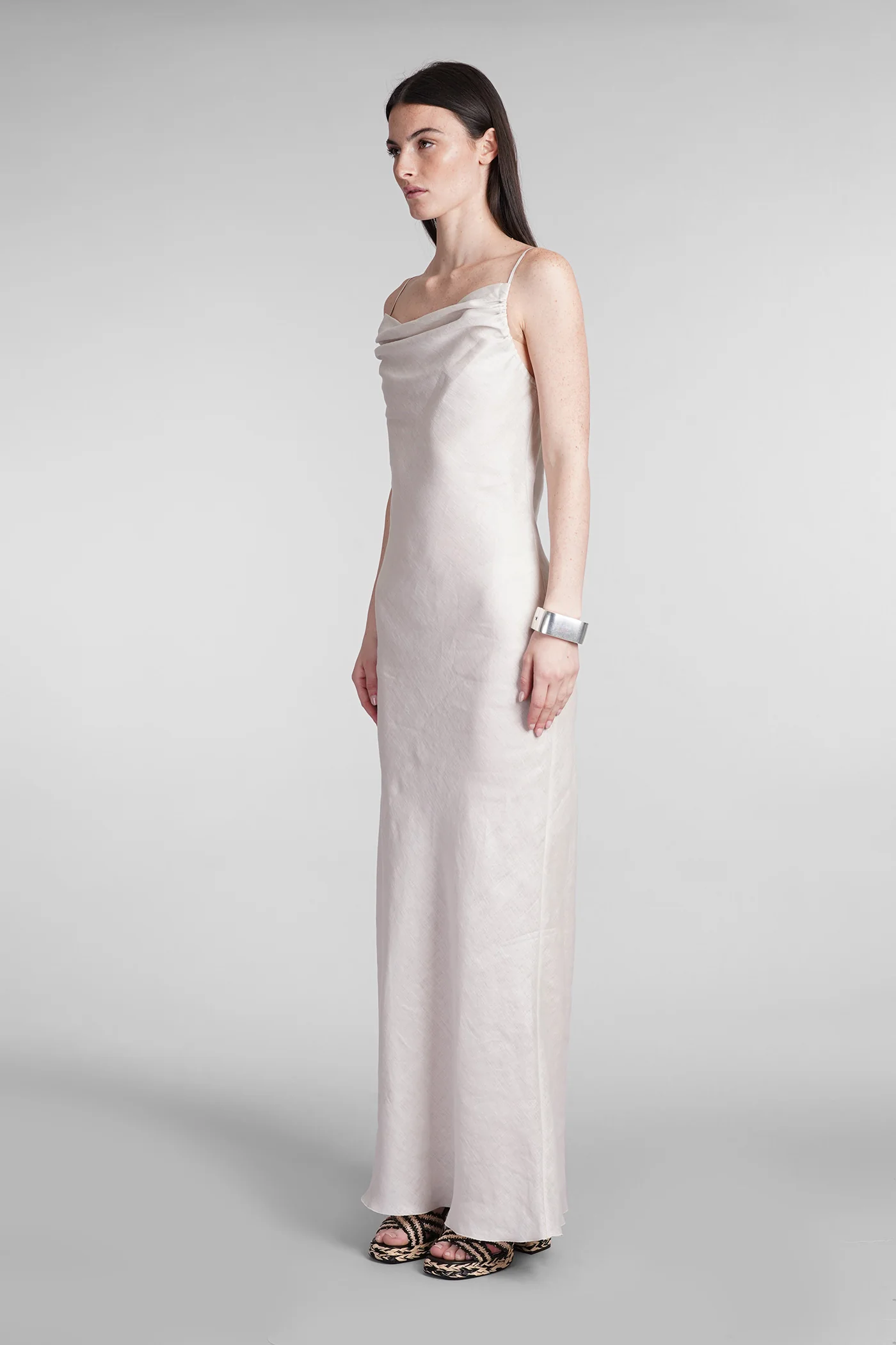 Ama py Dress woman  in beige linen - Image 2