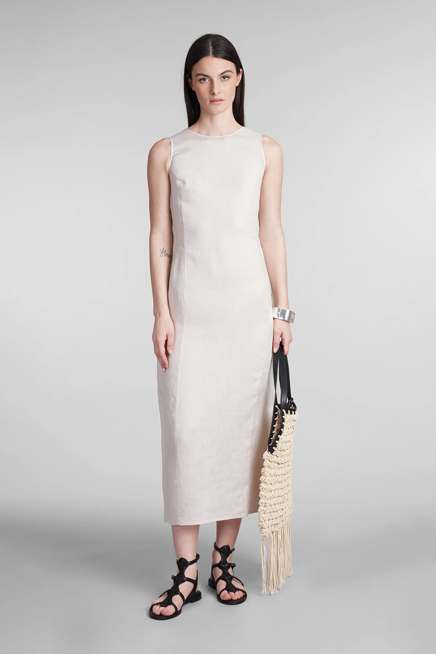 Ares py Dress woman  in beige linen - Image 2