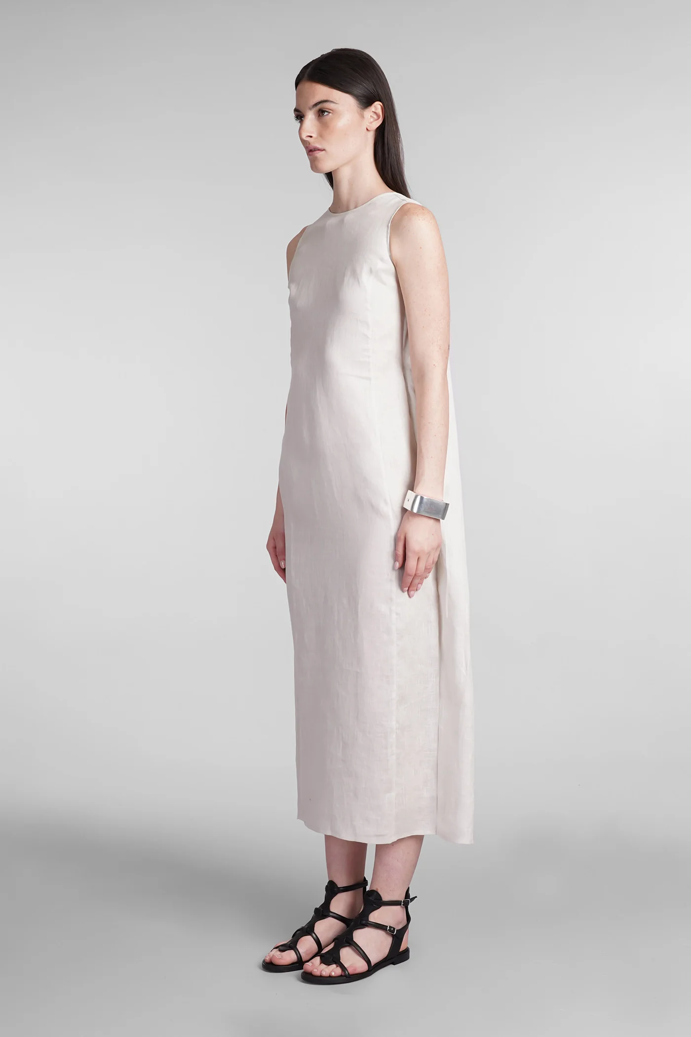 Ares py Dress woman  in beige linen - Image 4