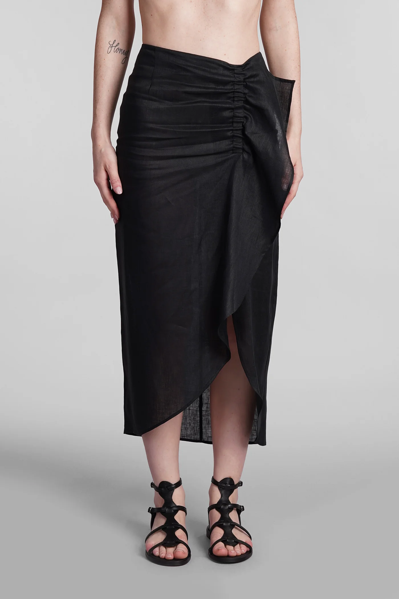 Ginger py Skirt in black linen