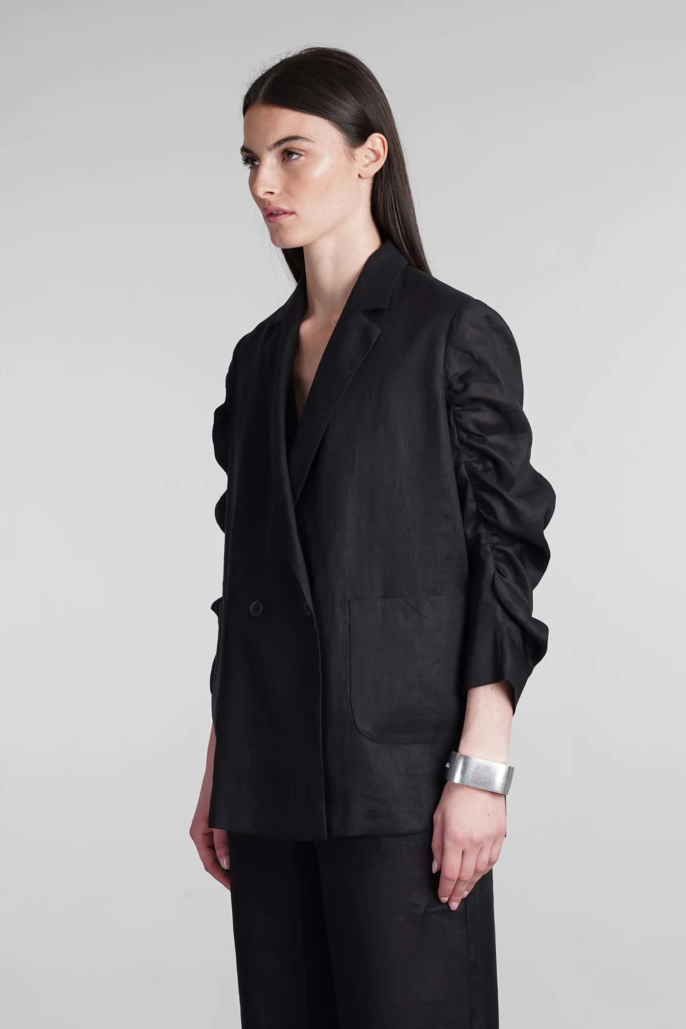 Jaira py Casual jacket in black linen - Image 4