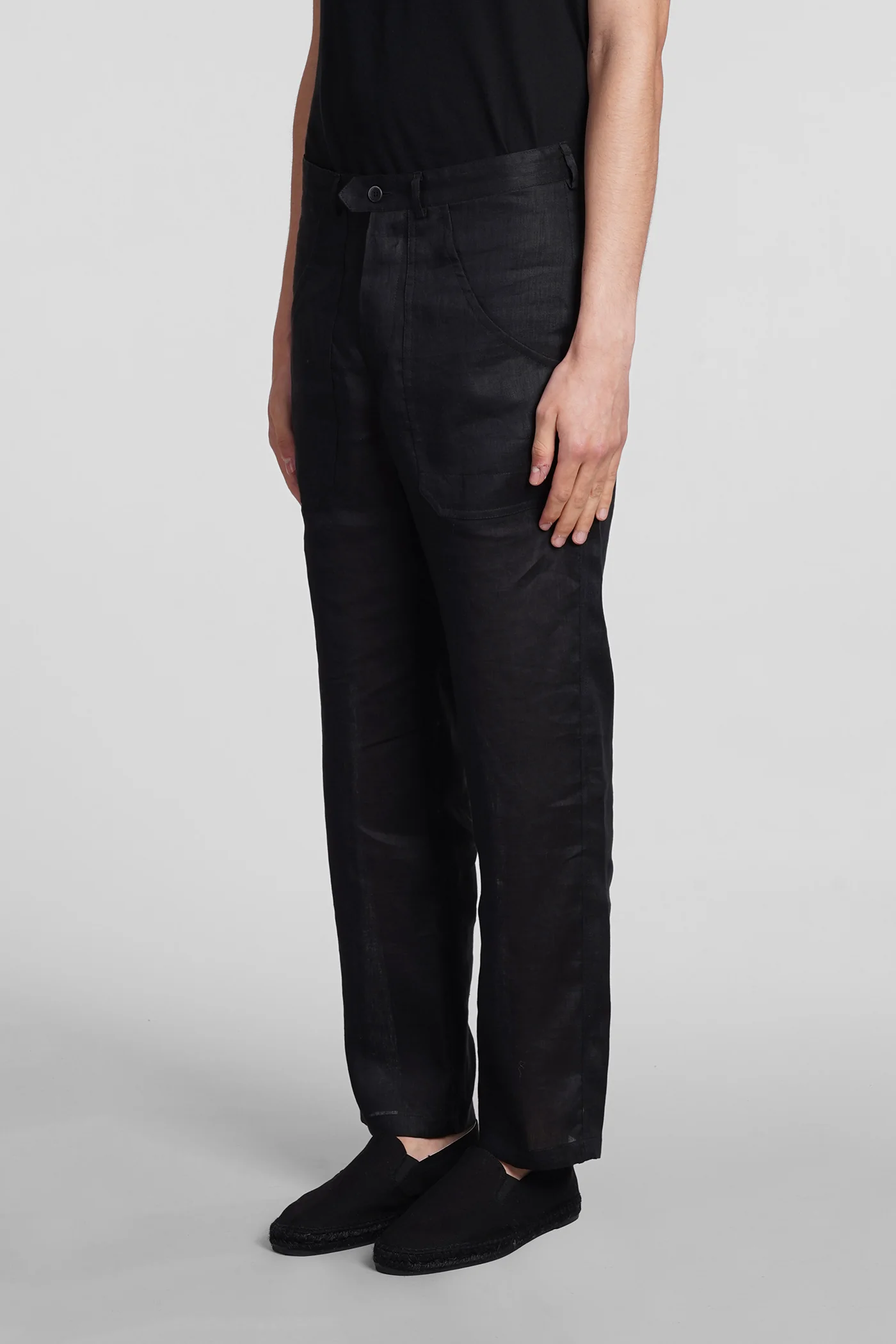 Paul py Pants in black linen - Image 4