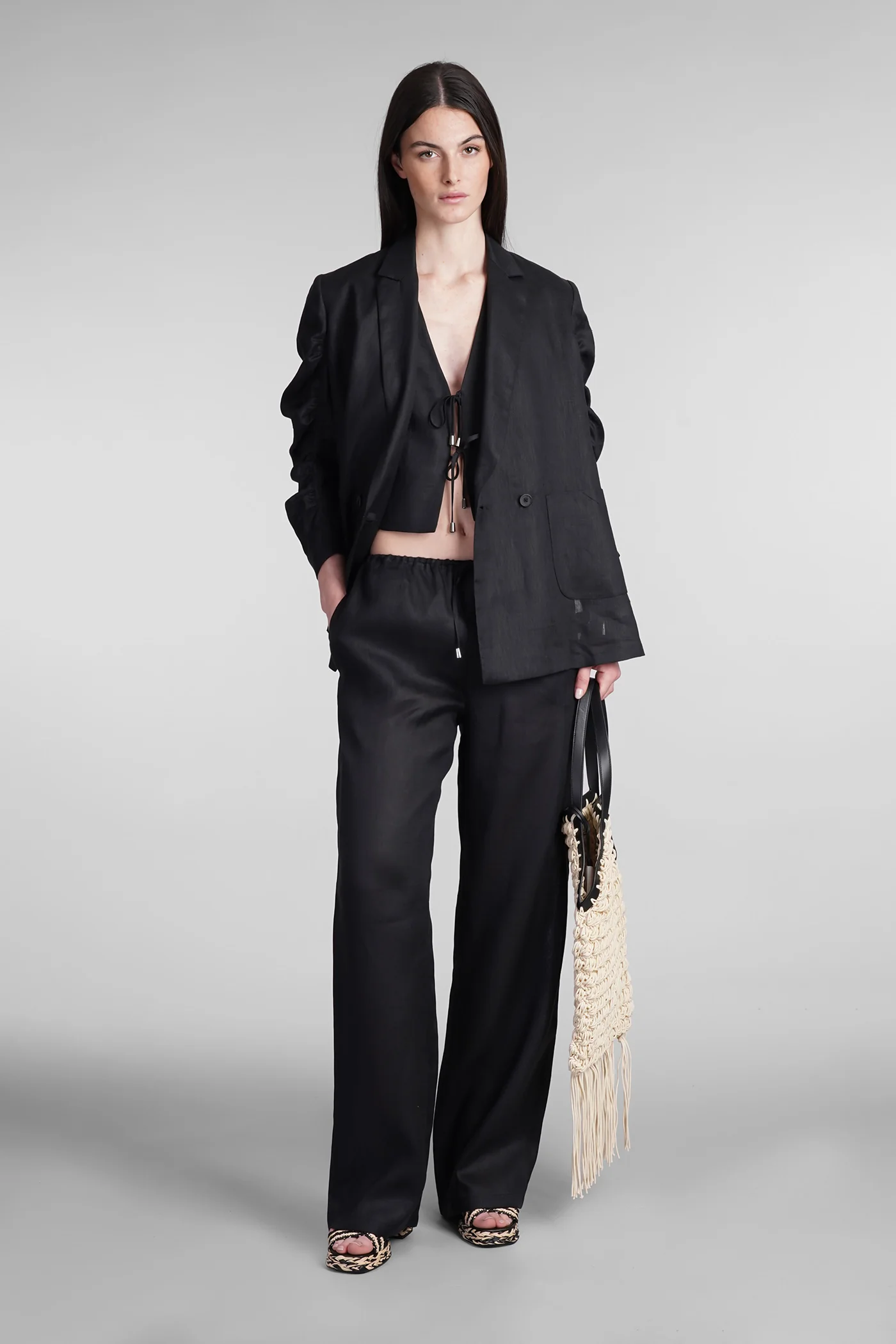 Pegee py Pants in black linen - Image 2