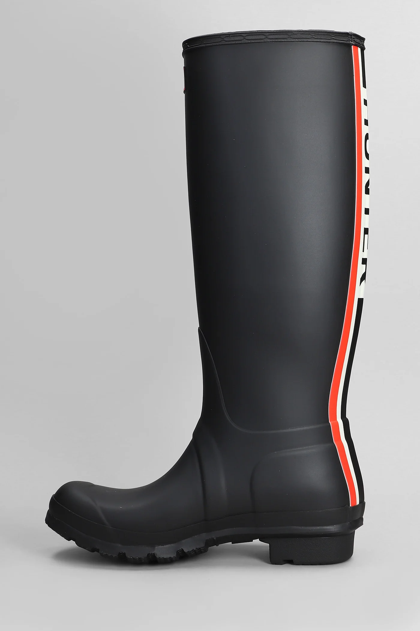Original tall tri low heels boots in black rubber/plasic - Image 3