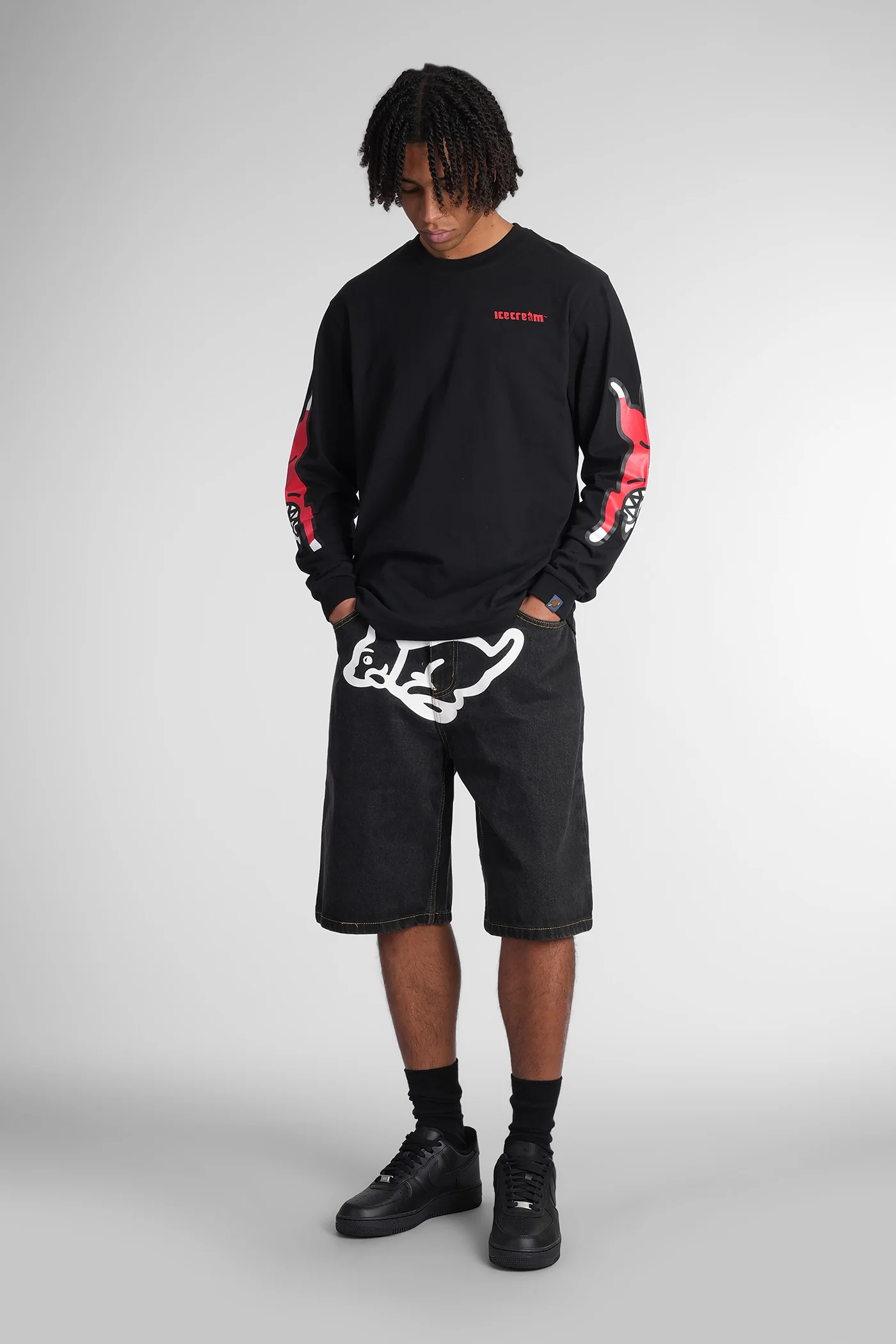Shorts in black cotton - Image 2