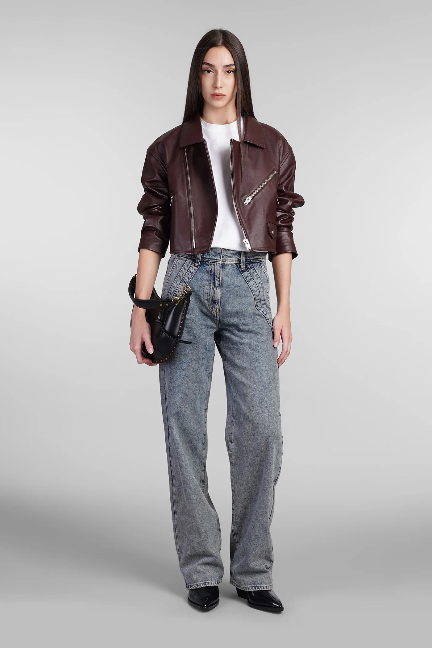 Castilli Biker jacket in bordeaux leather - Image 2