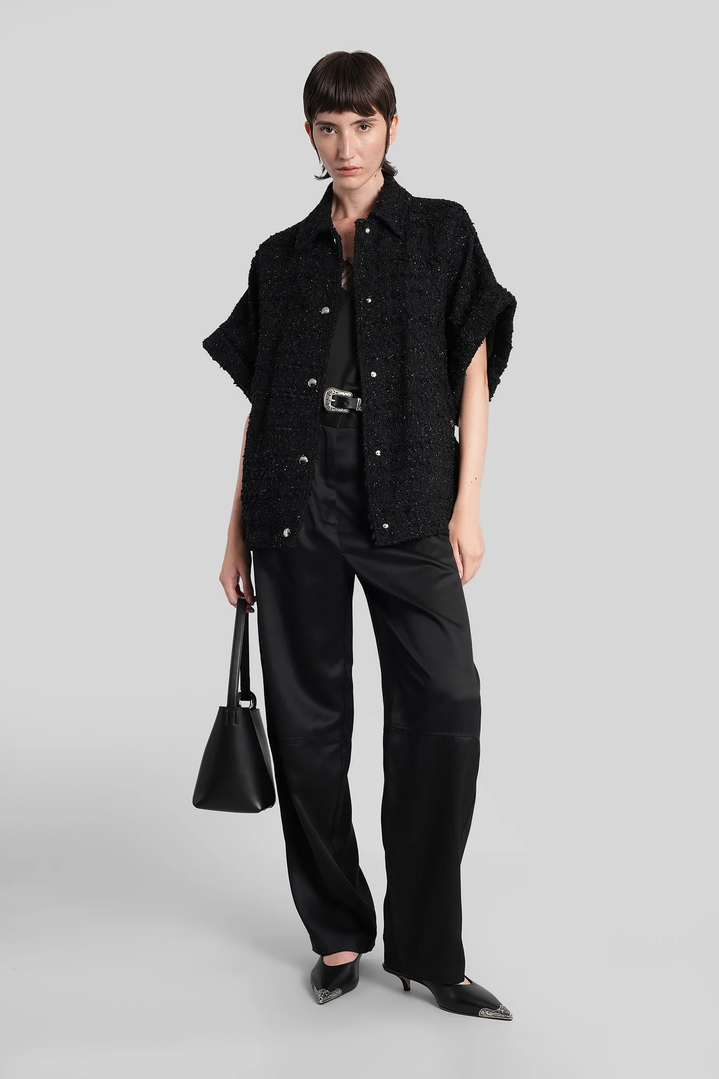 Danny Pants in black wool and polyester - Image 2
