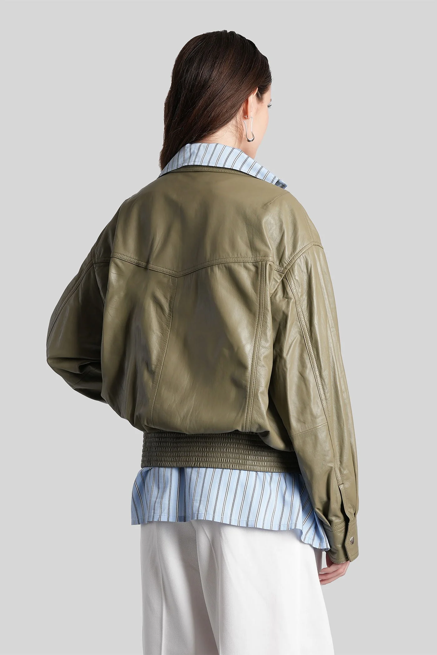 Elif Leather jacket in green leather - Image 3