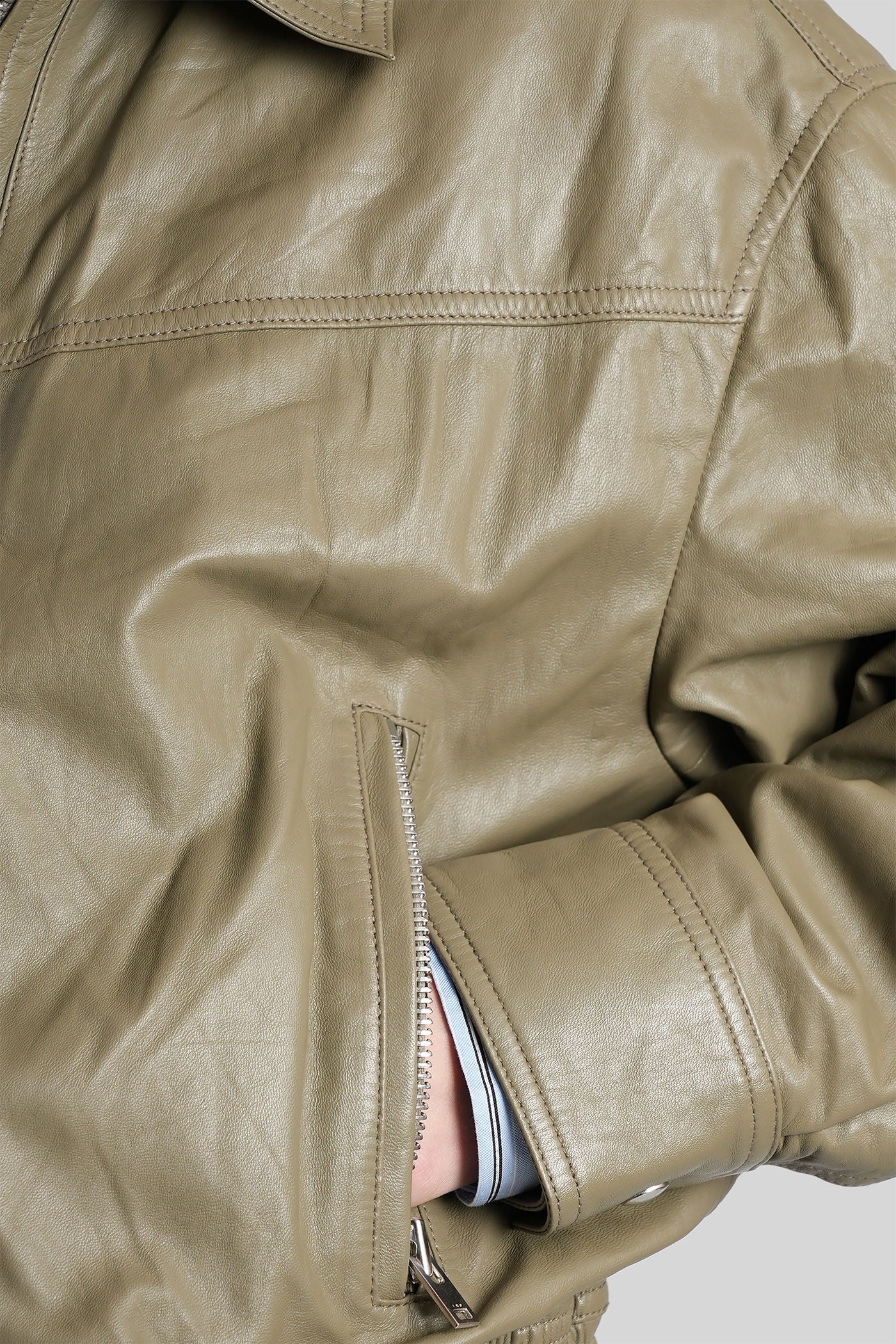 Elif Leather jacket in green leather - Image 5