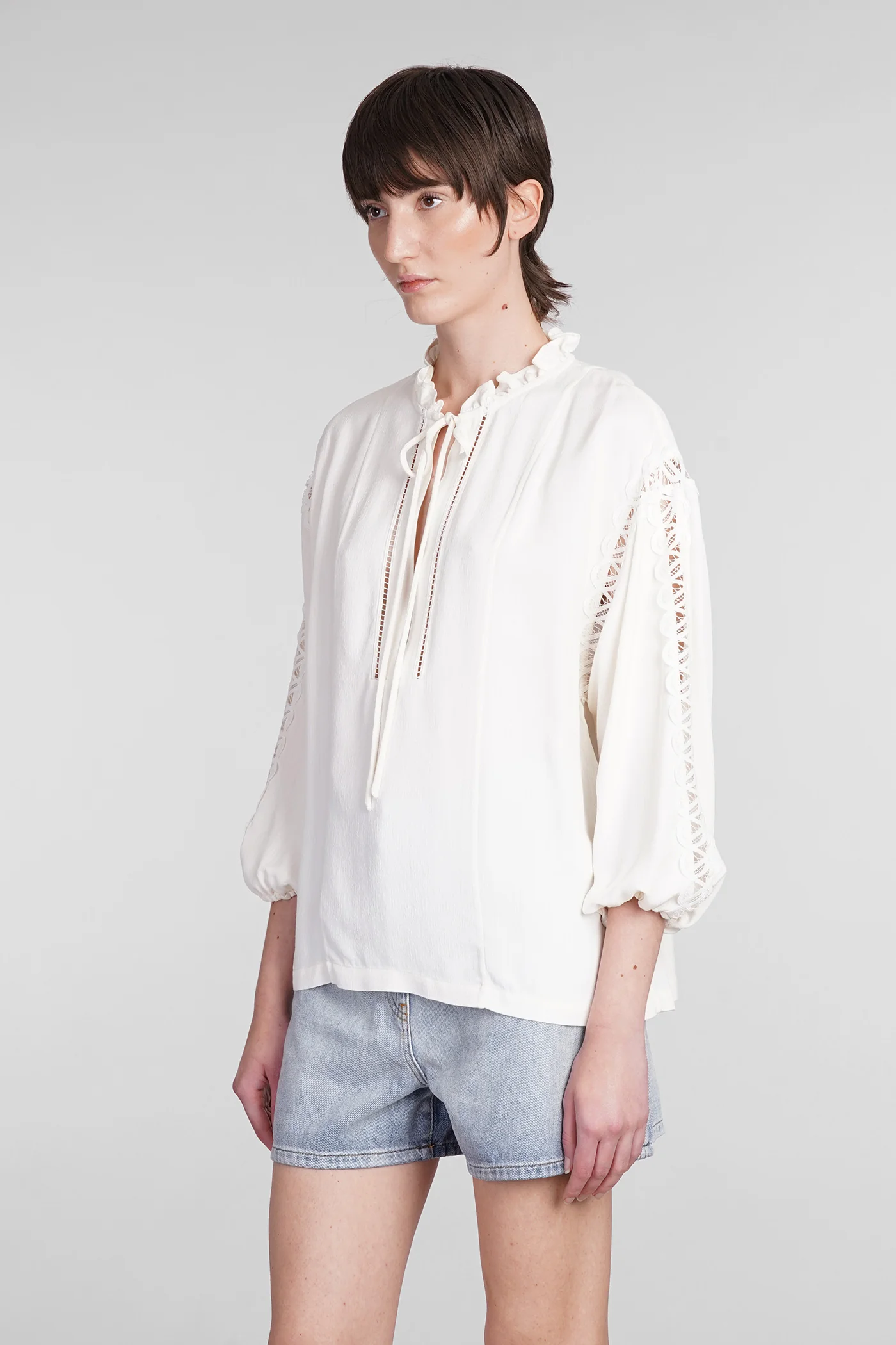 Ganitte Blouse in beige polyamide - Image 4