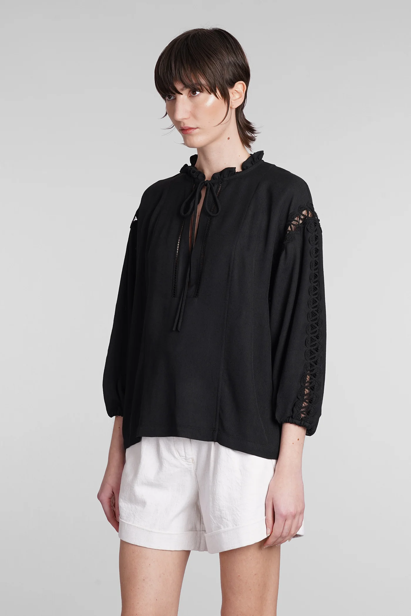 Ganitte Blouse in black polyamide - Image 4