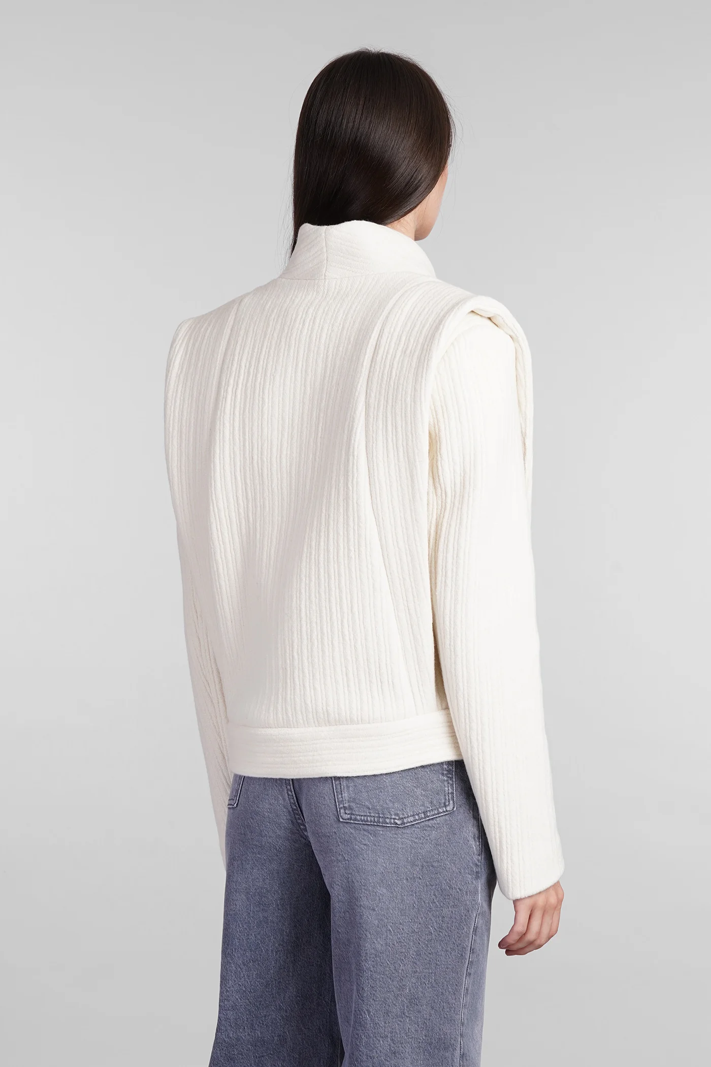 Georgina Bomber Jacket in beige wool - Image 3