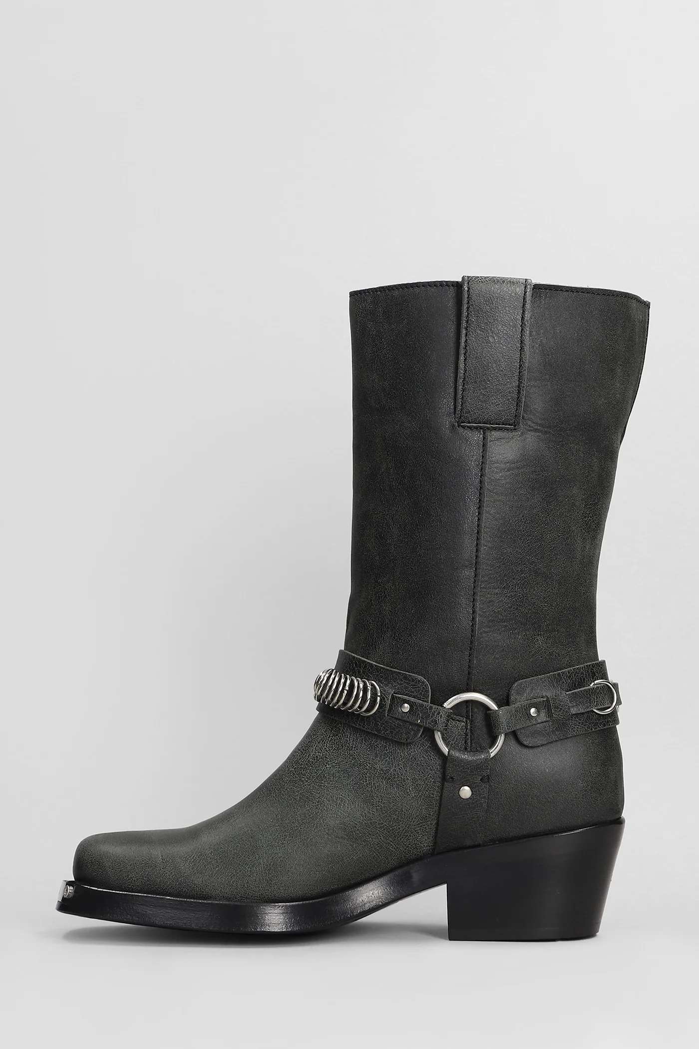 Motty High heels Ankle boots in grey leather - Image 3