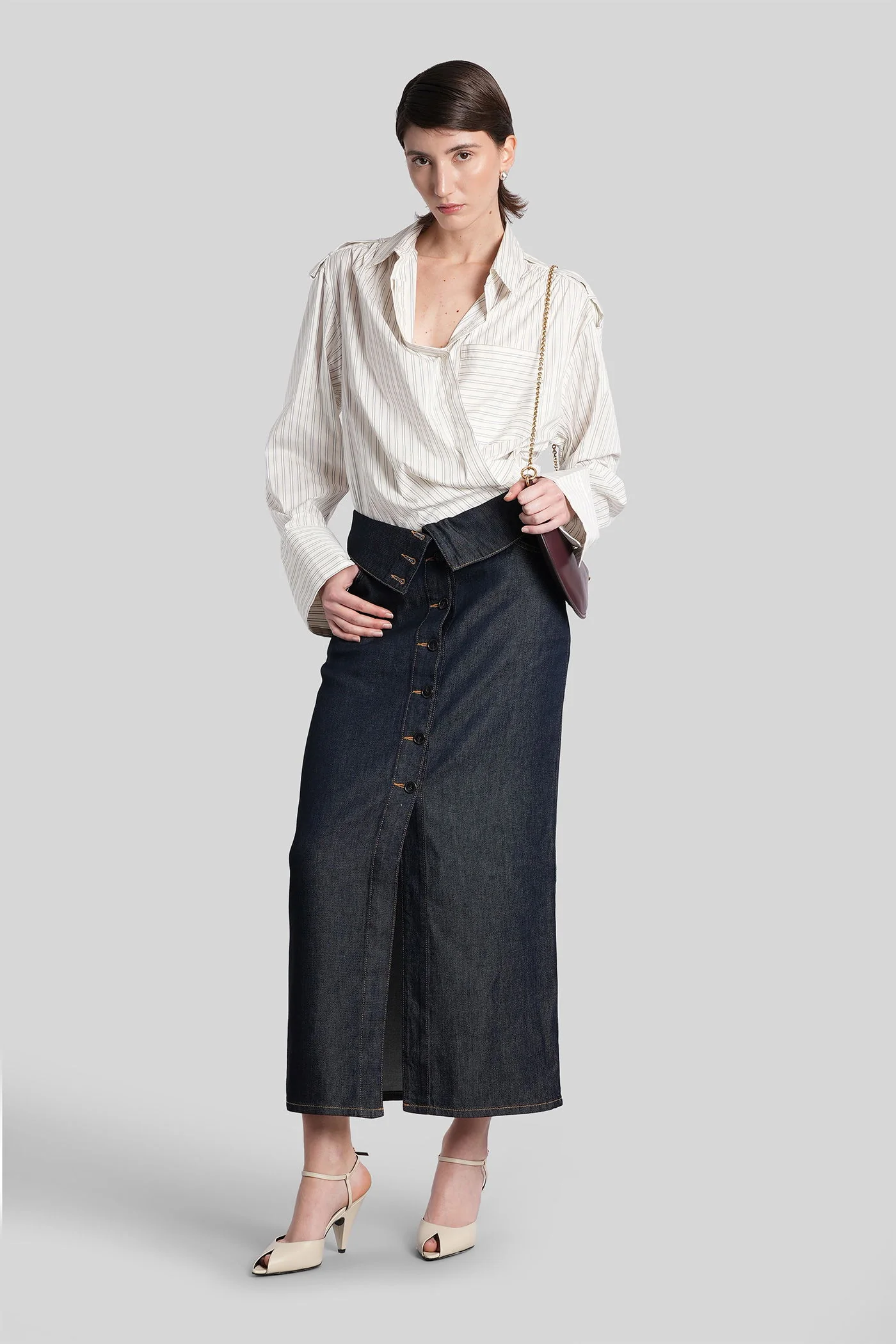 Rosiane Skirt in blue wool and polyester - Image 2