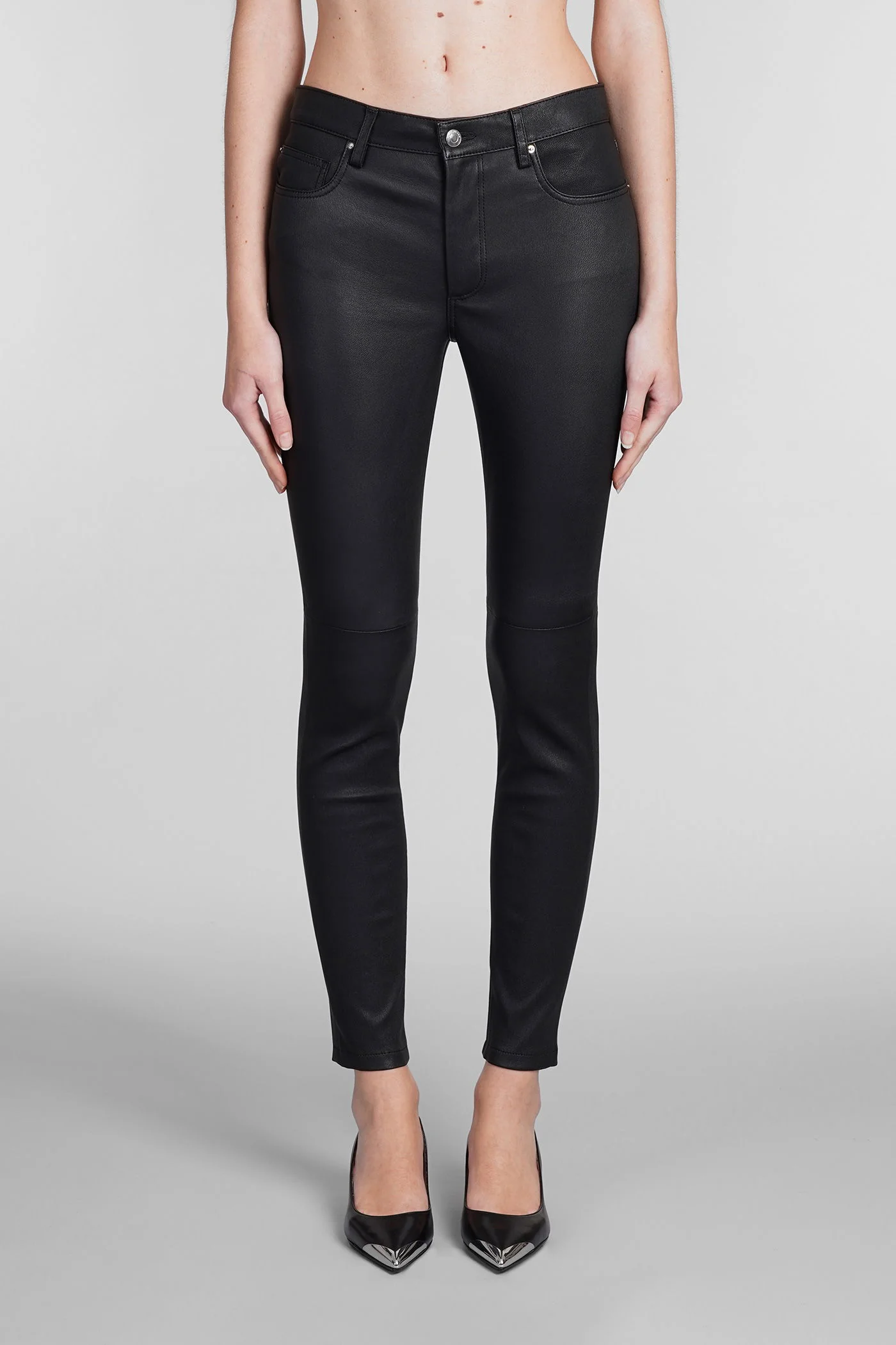 Zaslim Pants in black leather