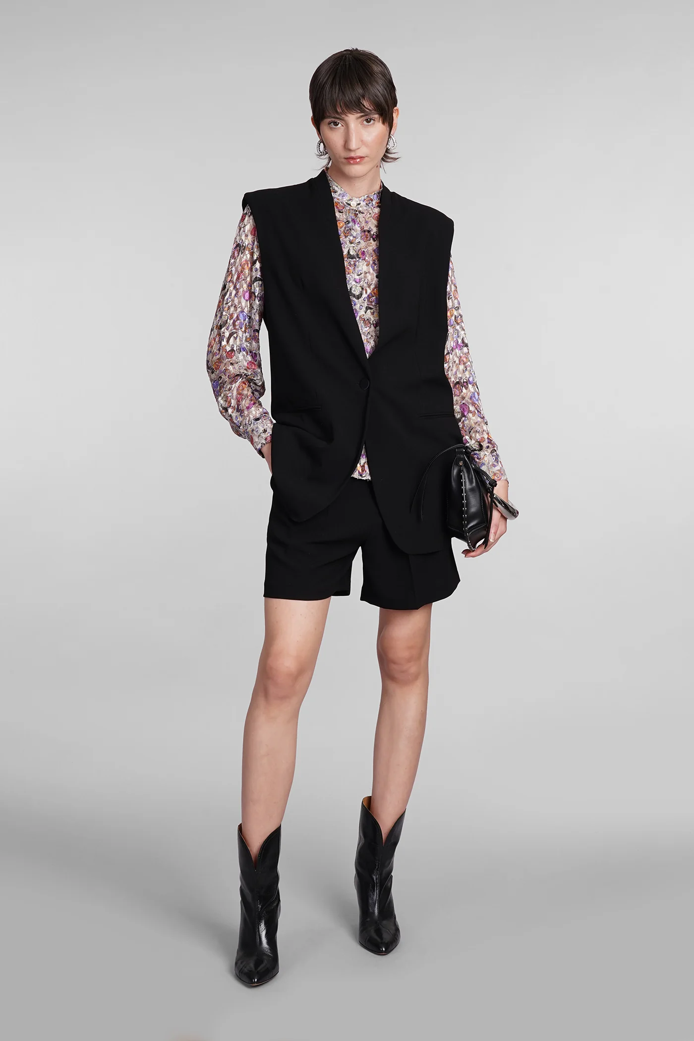 Emara Vest in black Triacetate - Image 2