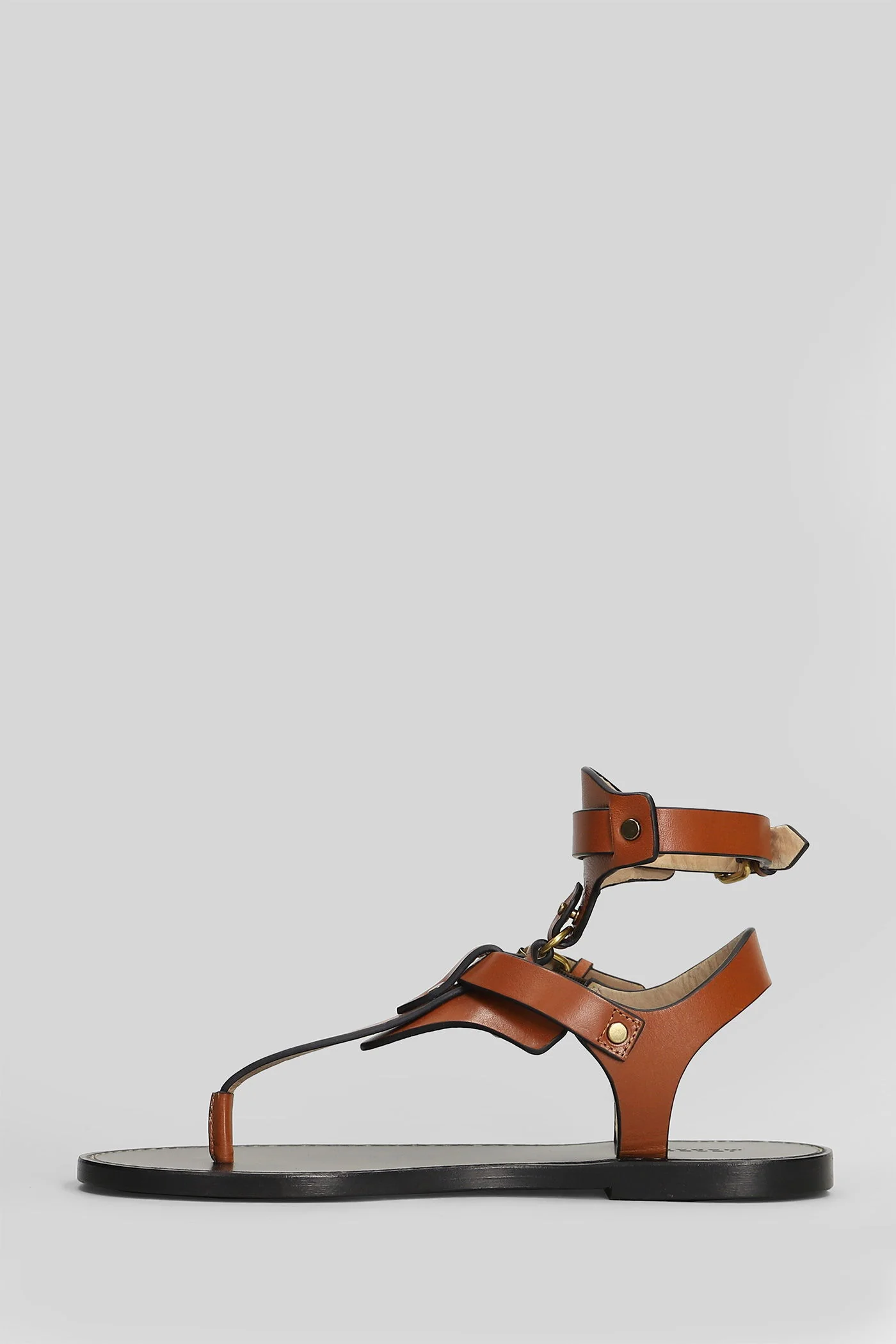 Eveena Flats in brown leather - Image 3