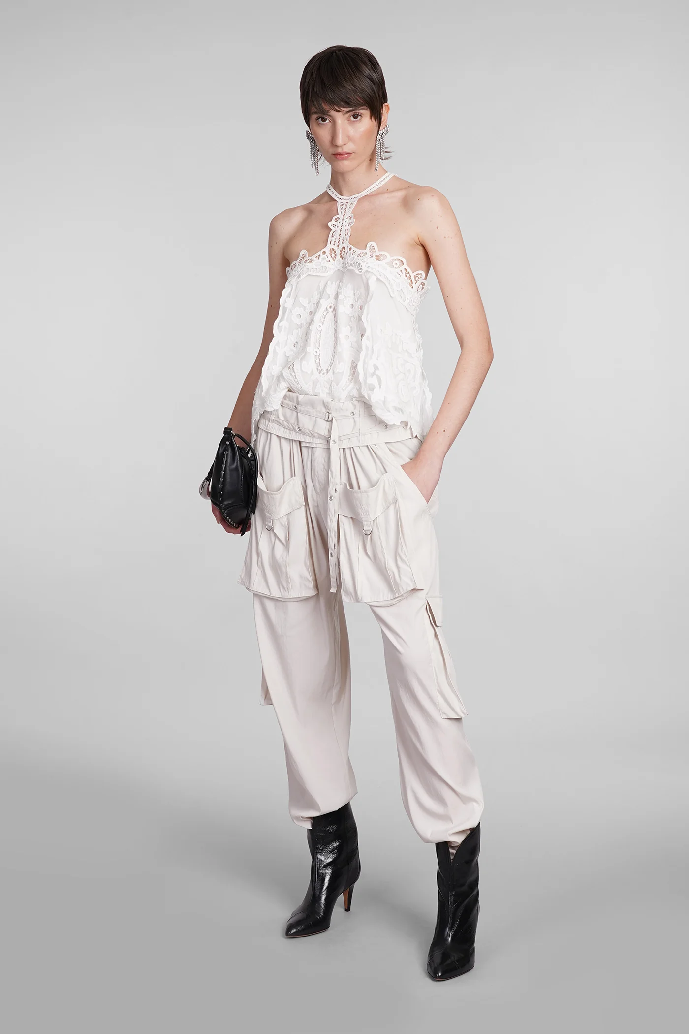 Hadja Pants in beige wool and polyester - Image 2