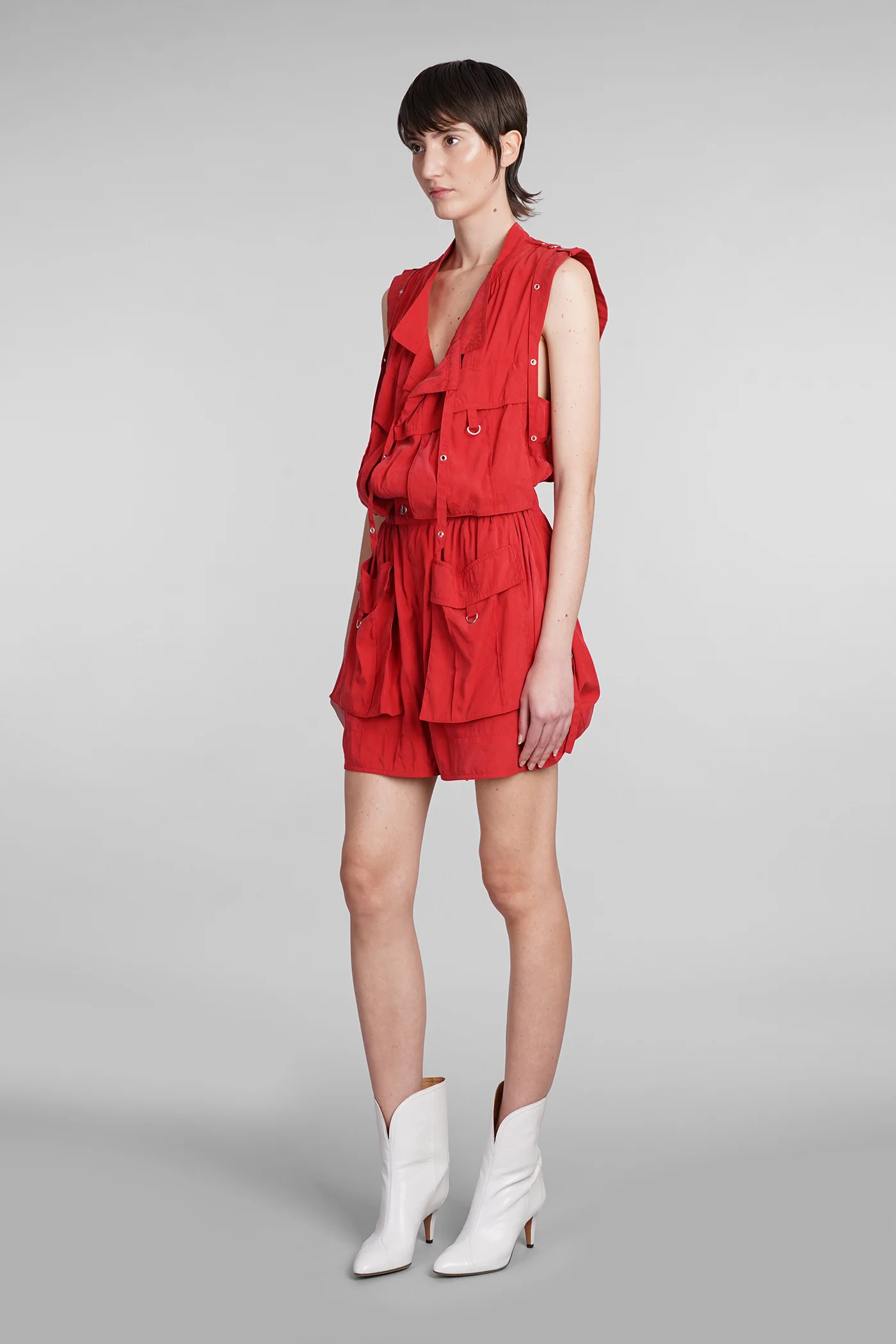 Hanelor Jumpsuit in red wool and polyester - Image 4