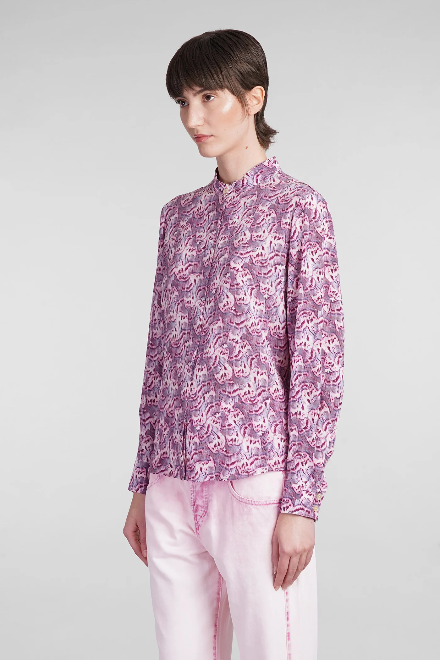 Ilda Shirt in rose-pink silk - Image 4