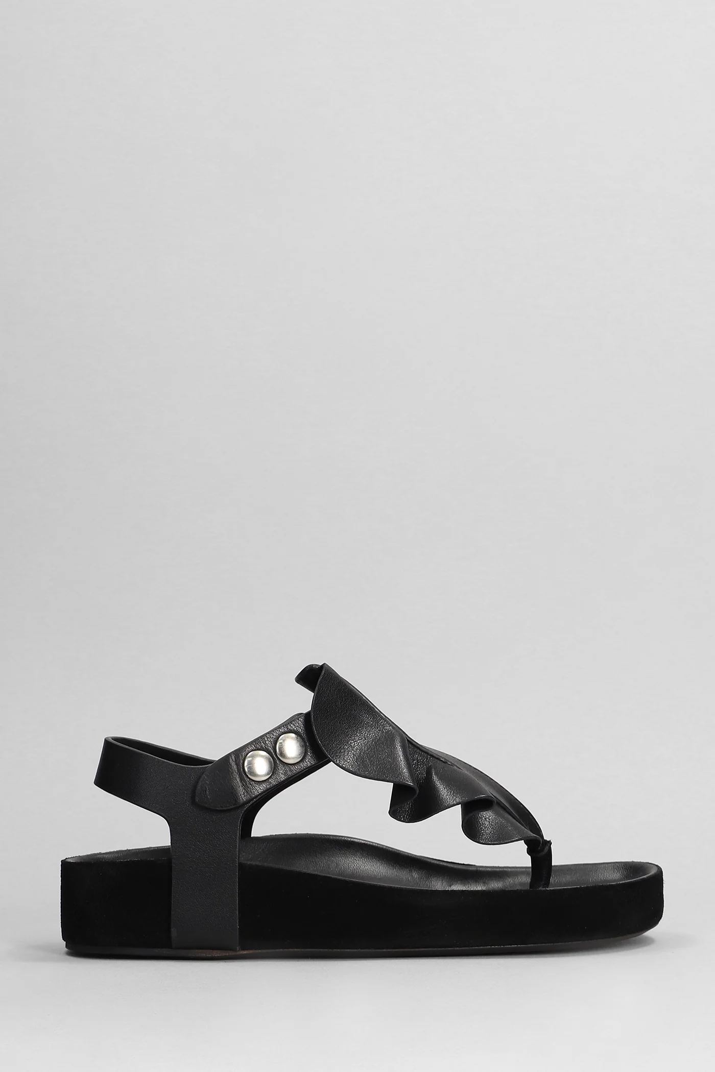 Isela Flats in black leather