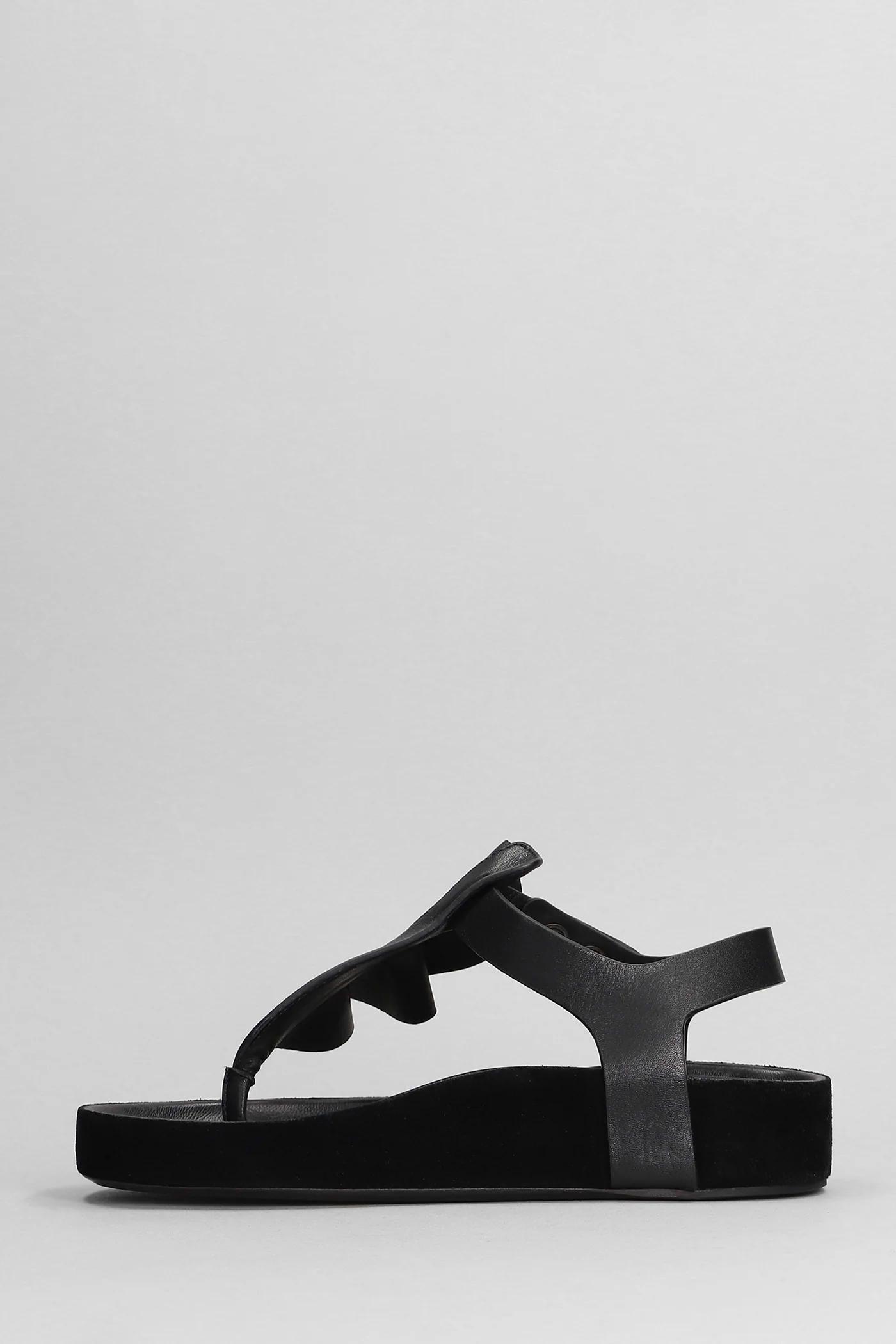 Isela Flats in black leather - Image 3