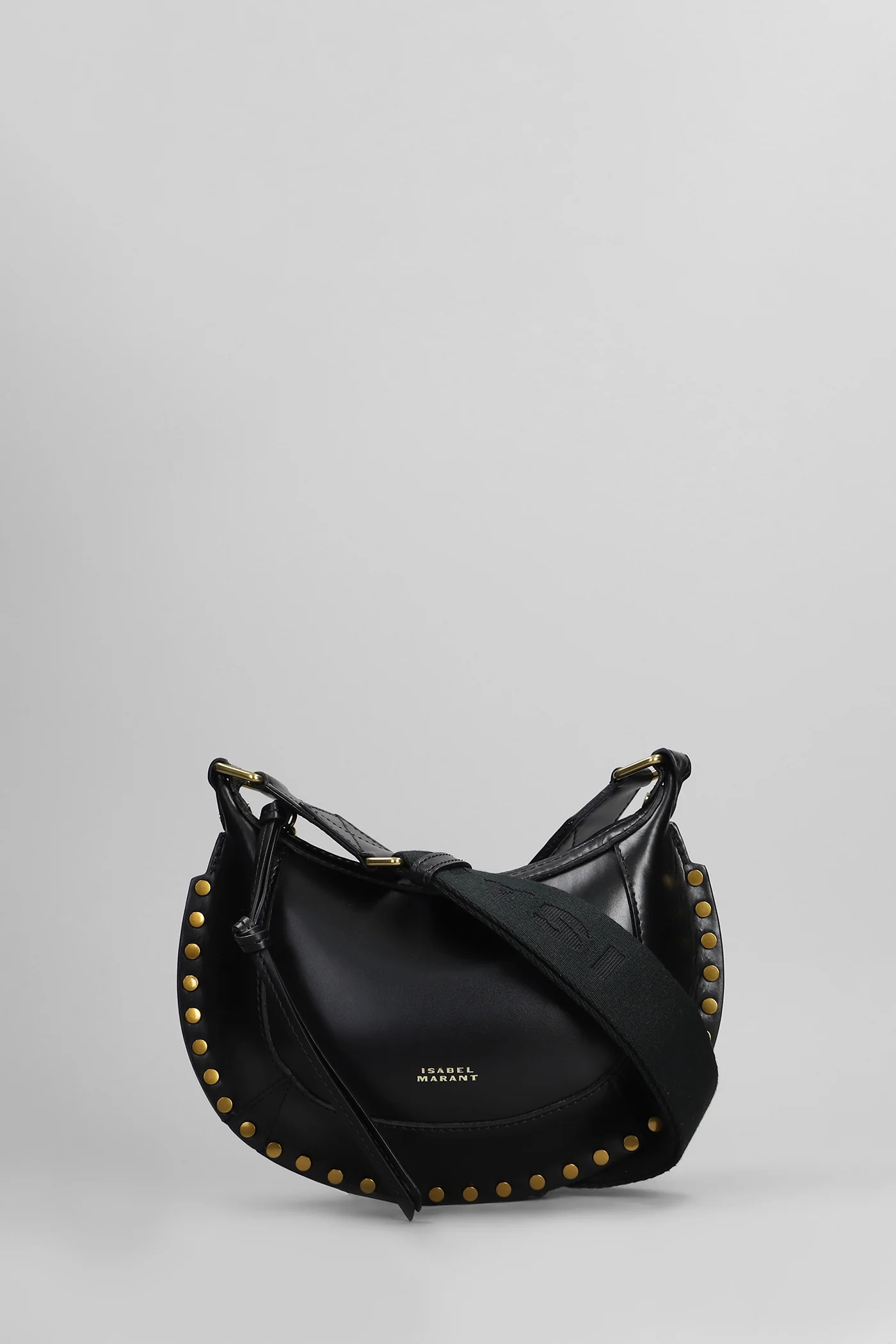 Mini moon Shoulder bag in black leather