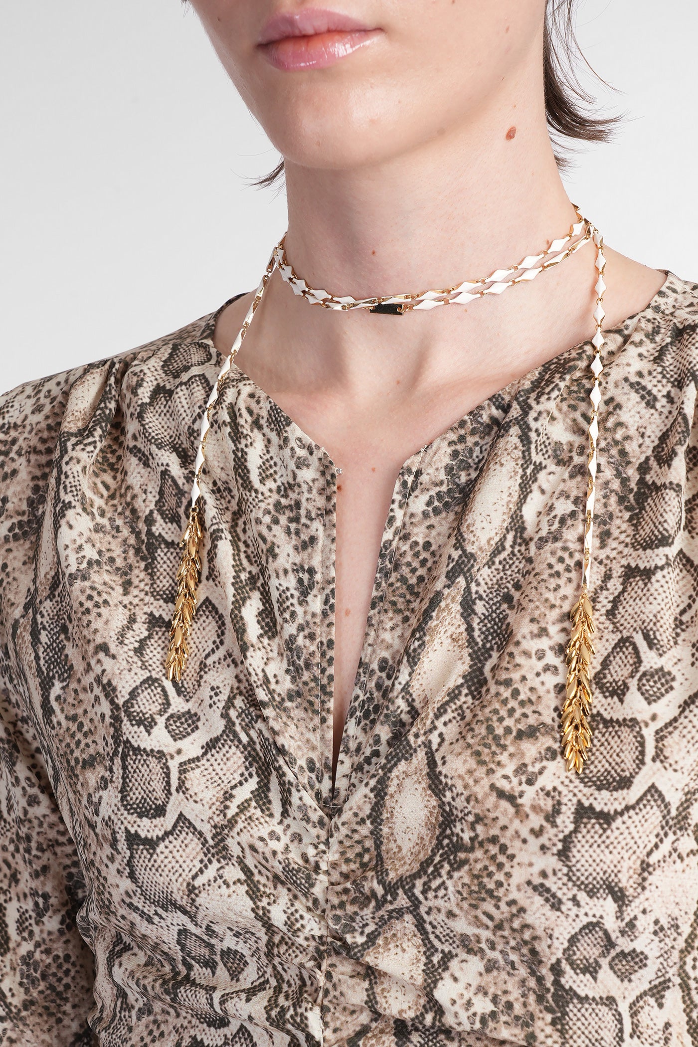 Octavia Mini dress in beige silk - Image 5