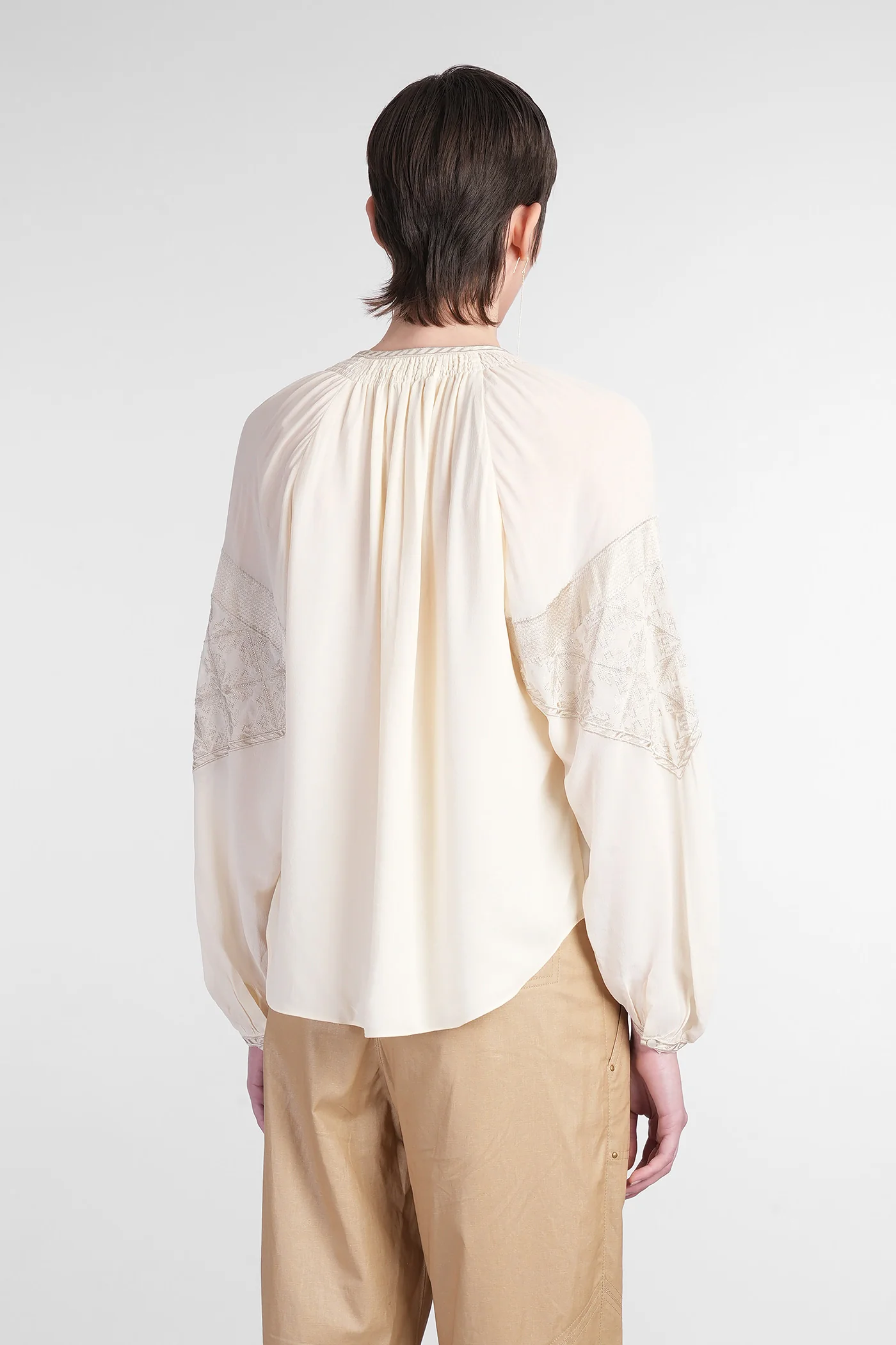 Oris Blouse in beige silk - Image 3