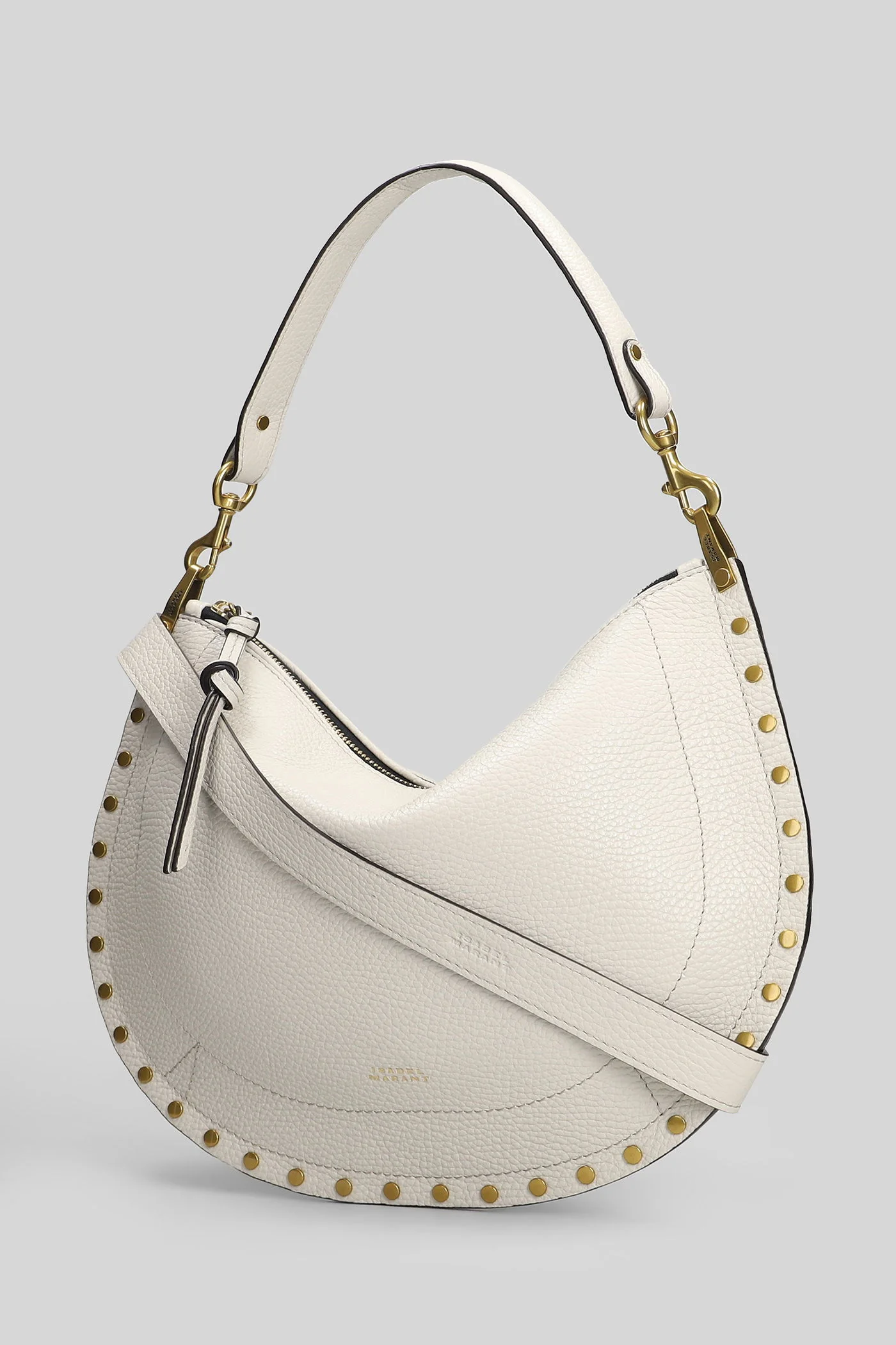 Oskan soft zip Shoulder bag in grey leather - Image 2