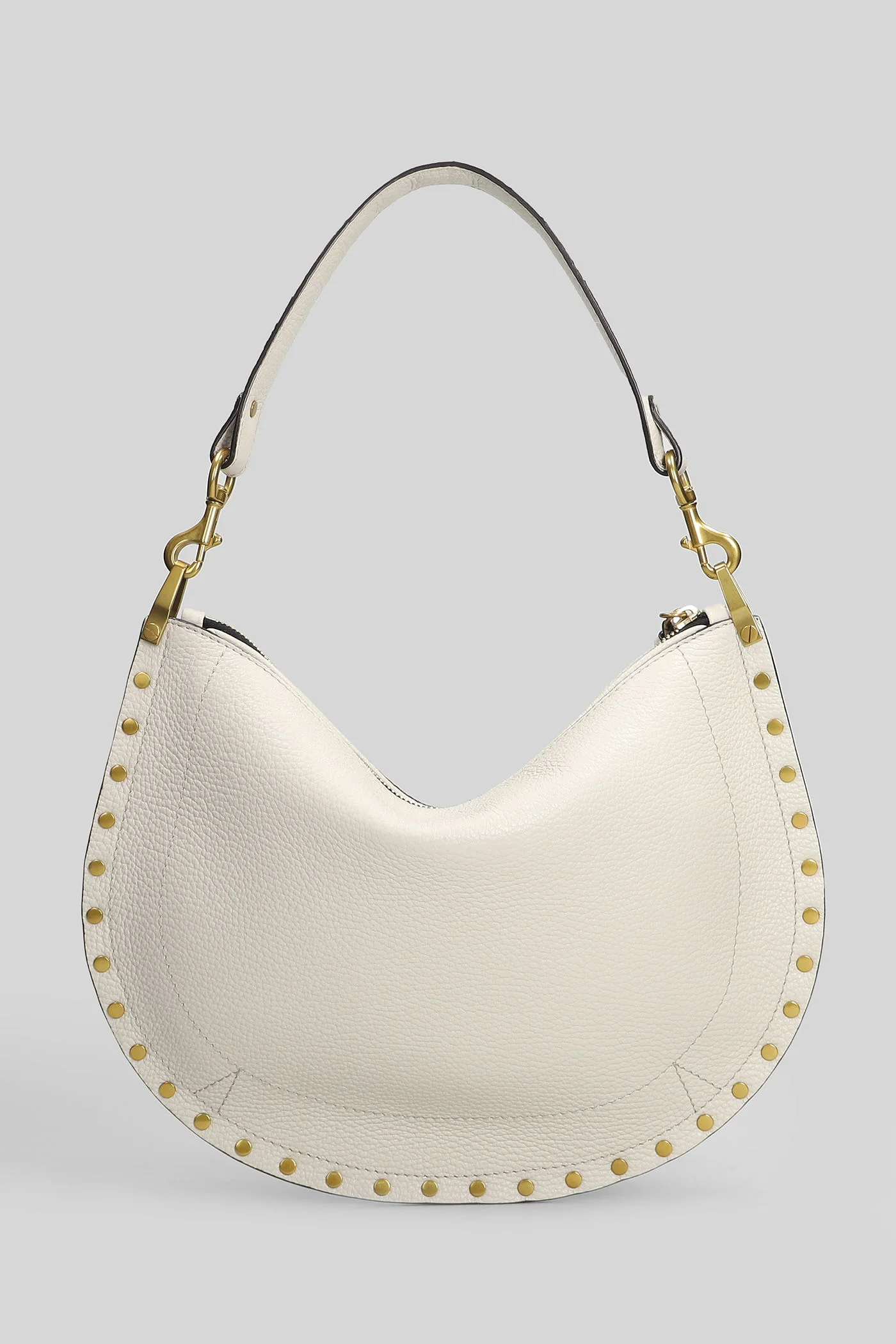 Oskan soft zip Shoulder bag in grey leather - Image 3