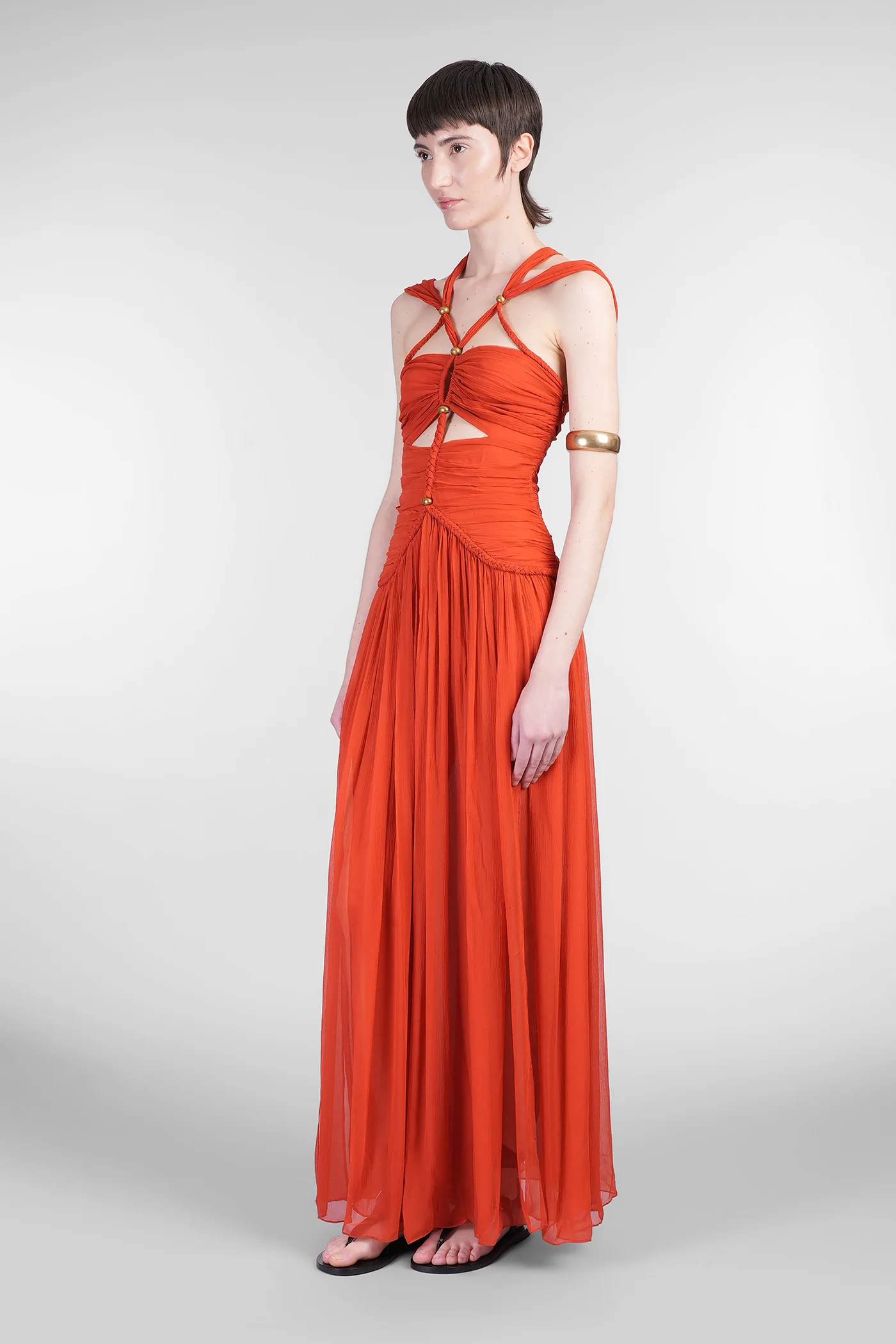Rafael Dress woman  in orange silk - Image 4