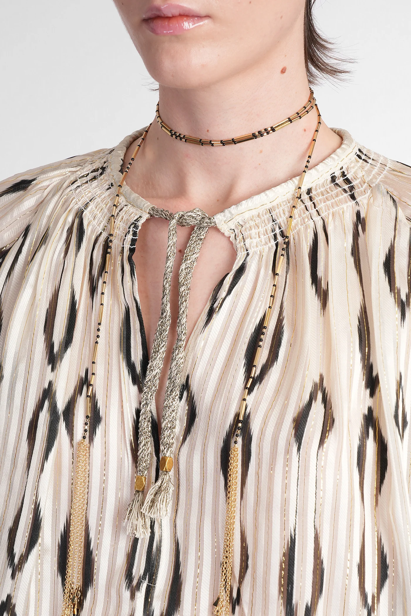 Syra Blouse in beige silk - Image 5