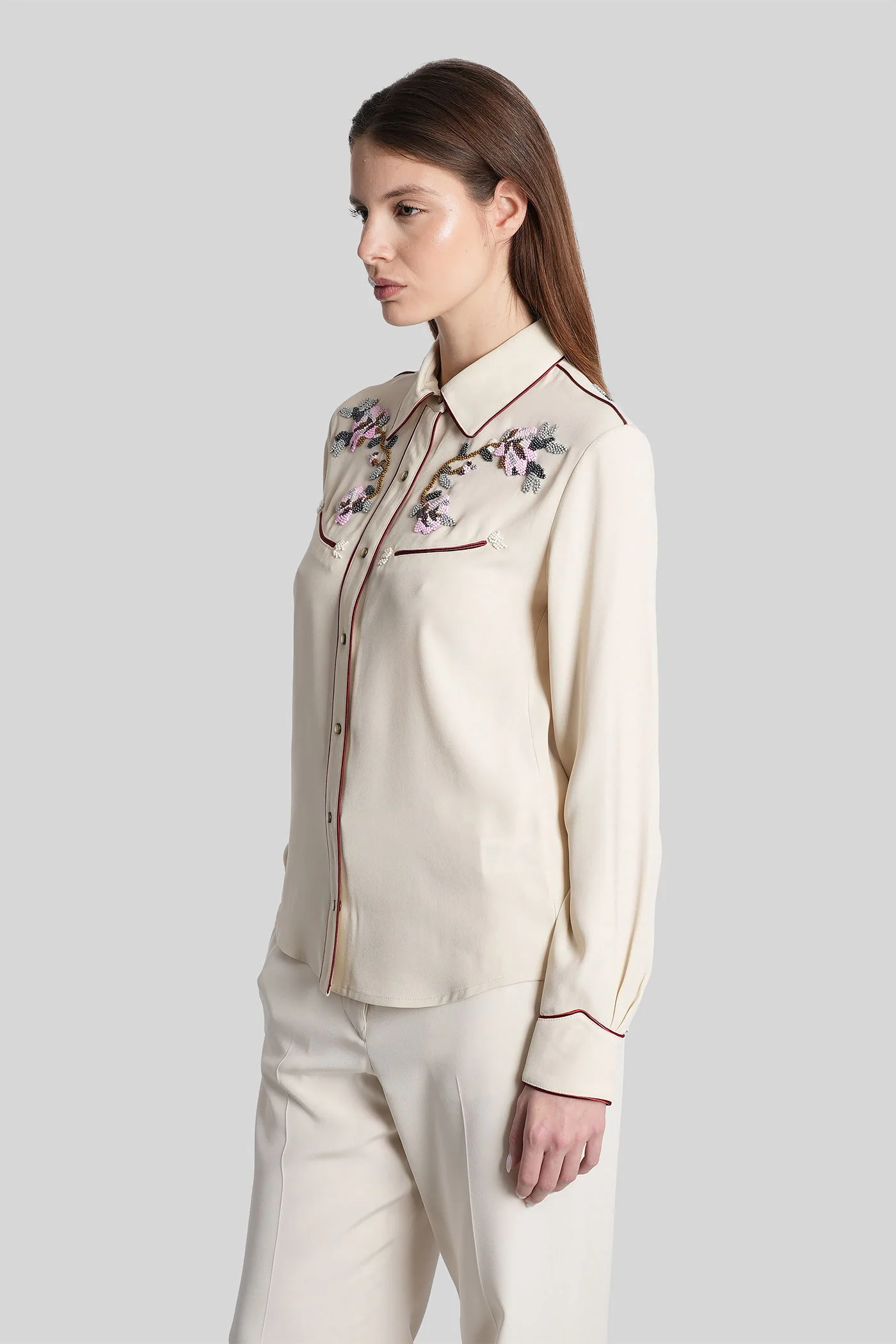 Yzea Shirt in beige viscose - Image 4