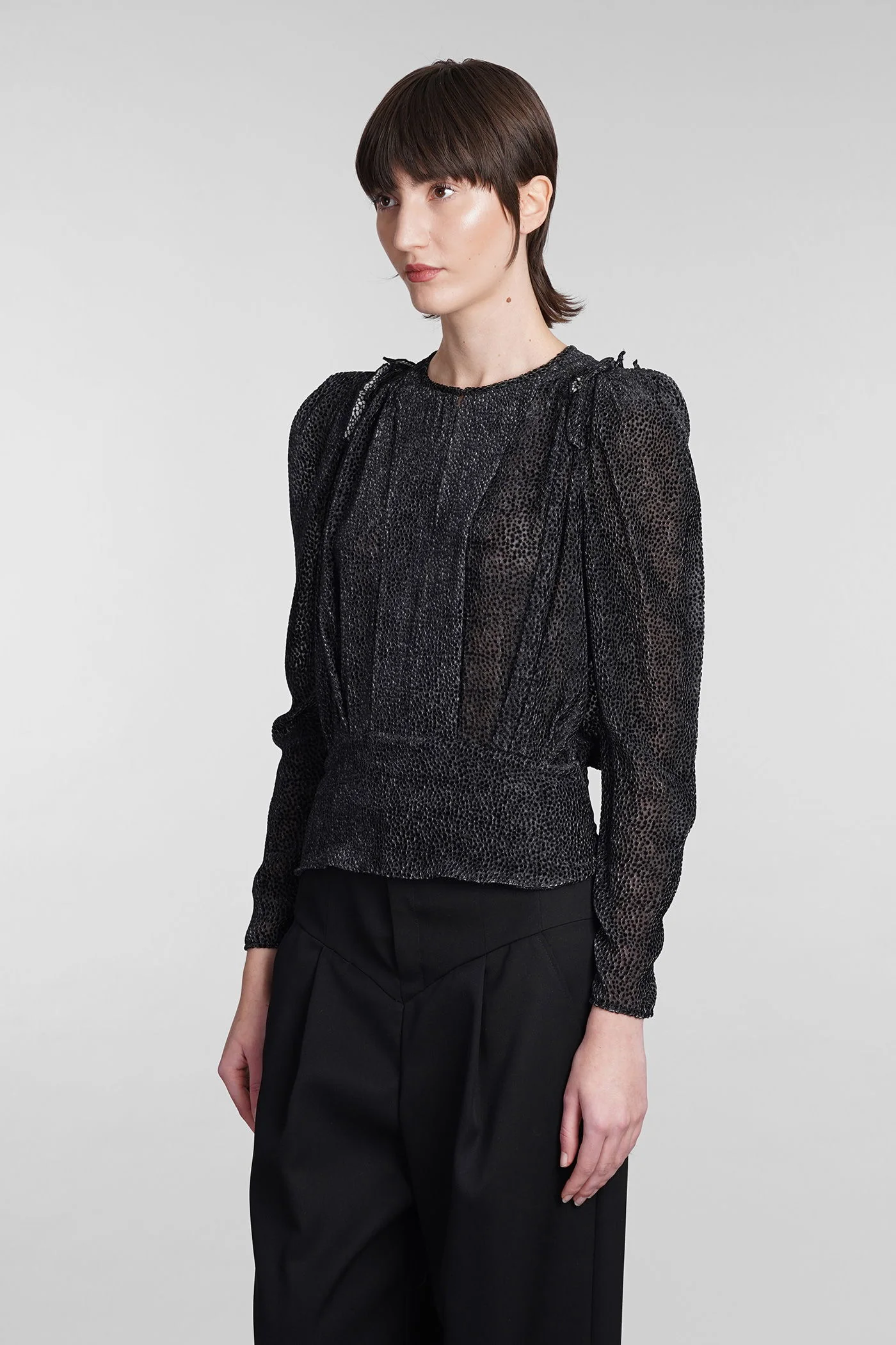 Zarga Blouse in black viscose - Image 4