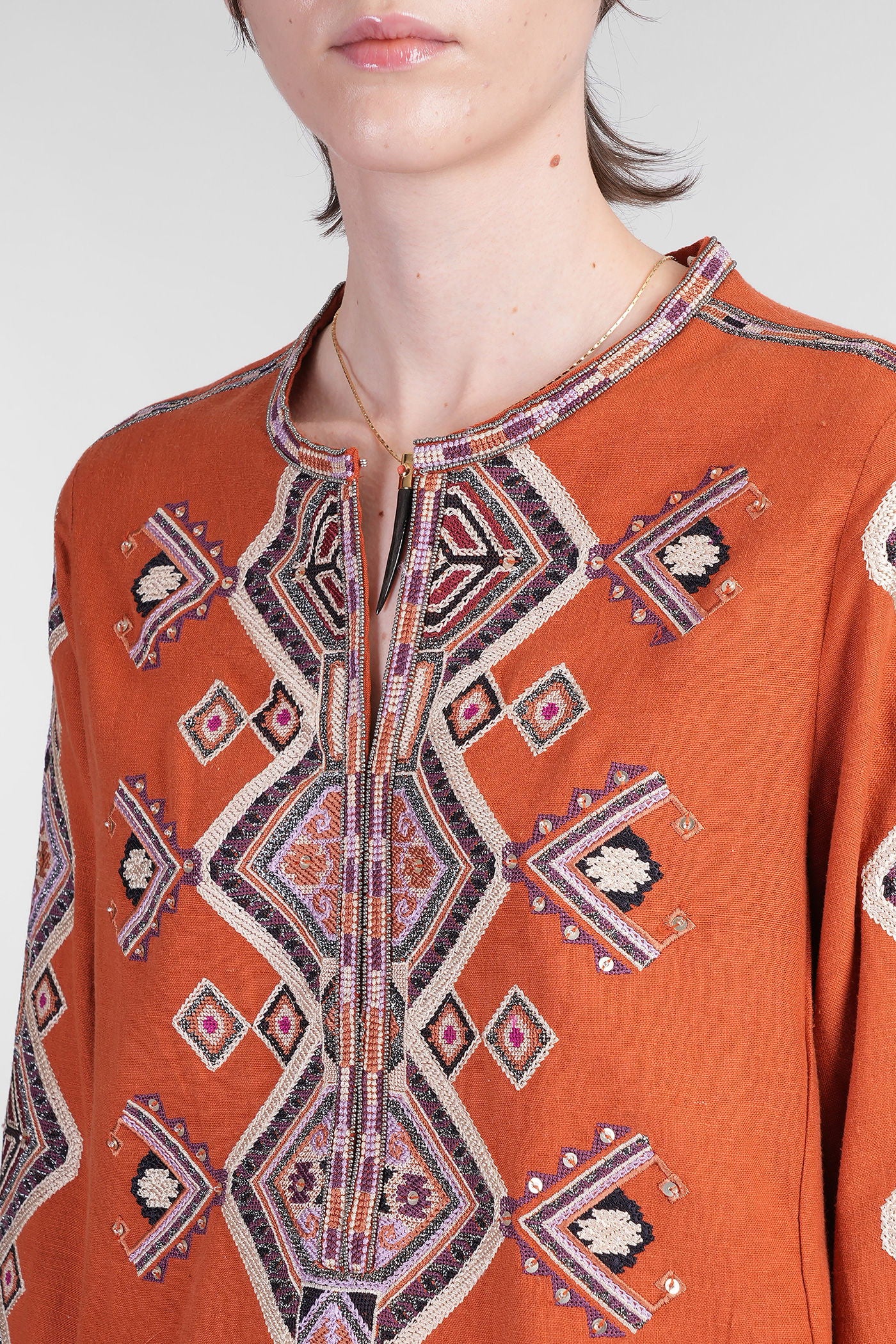 Zelda Blouse in orange silk - Image 5