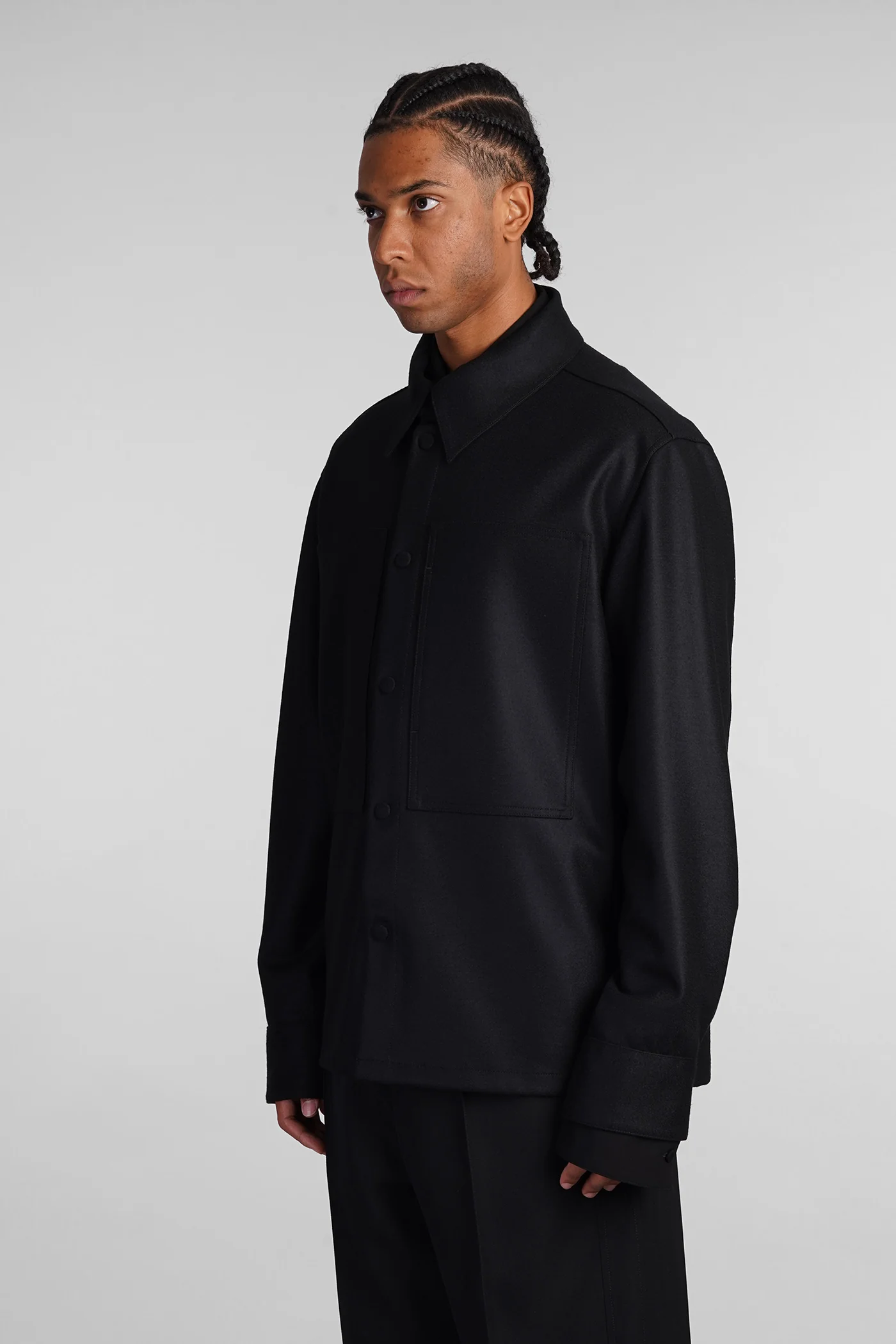 Casual jacket in black wool - Image 4
