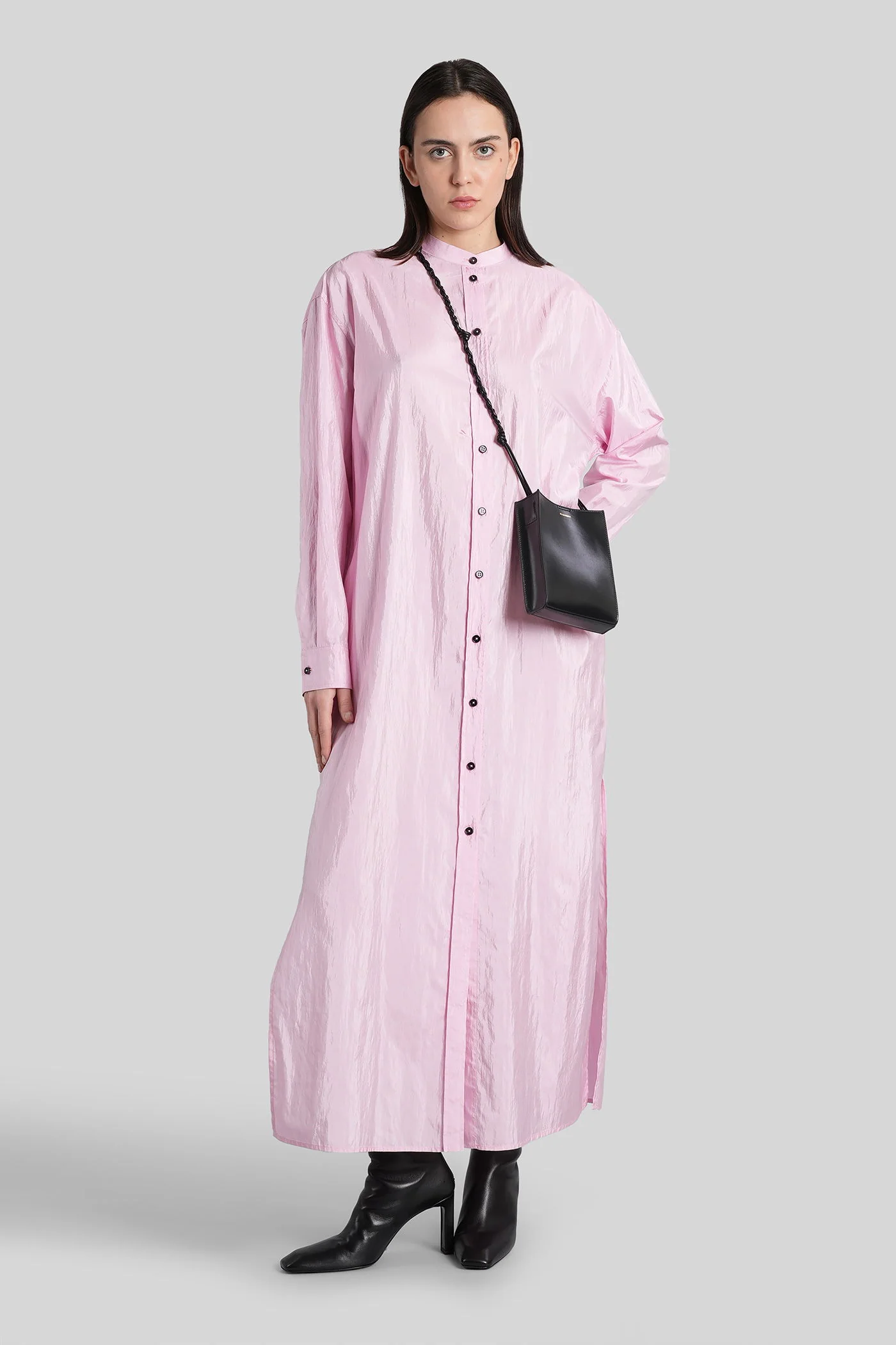 Dress 230 Long dress in rose-pink polyamide - Image 2