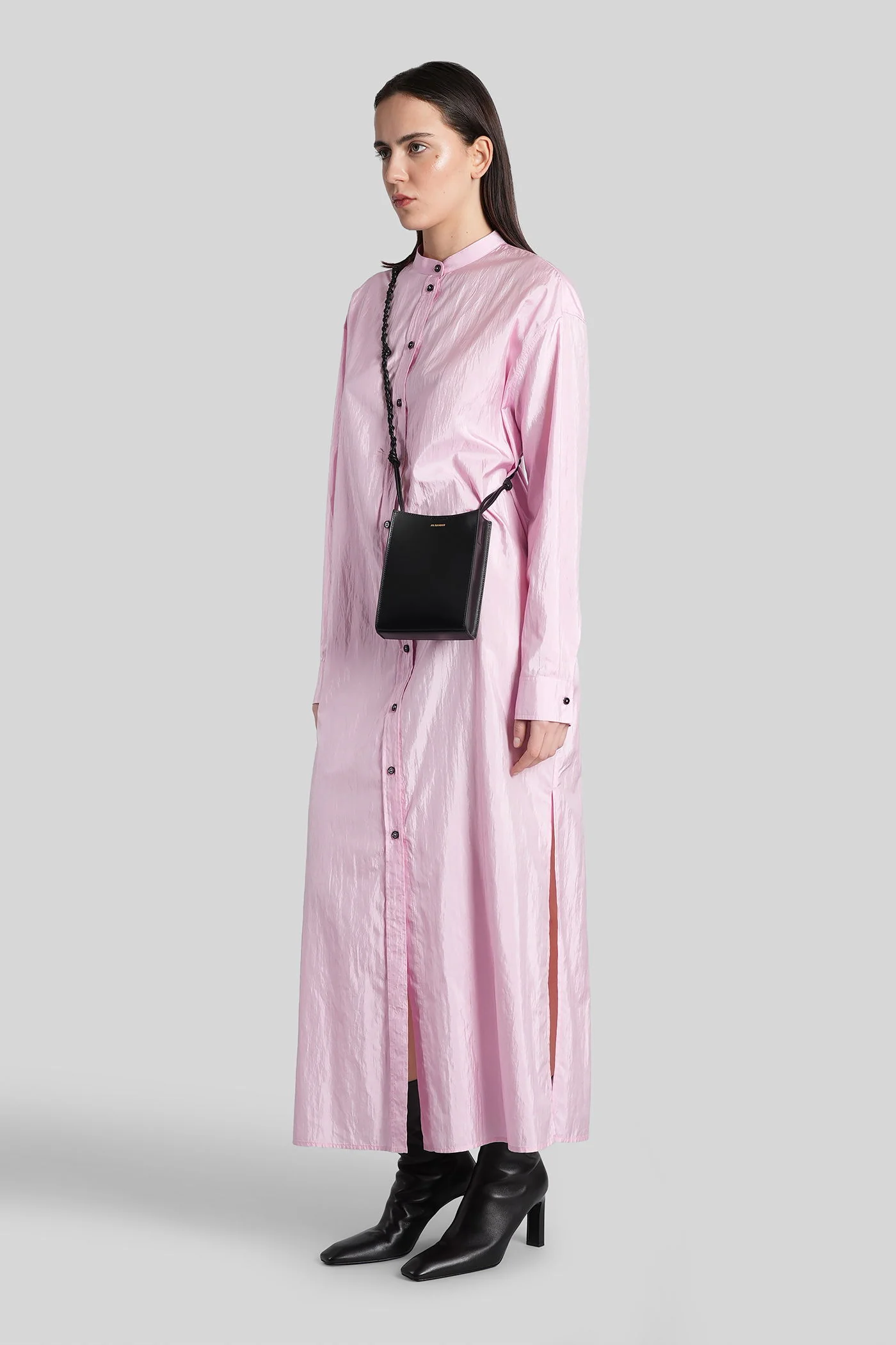 Dress 230 Long dress in rose-pink polyamide - Image 4