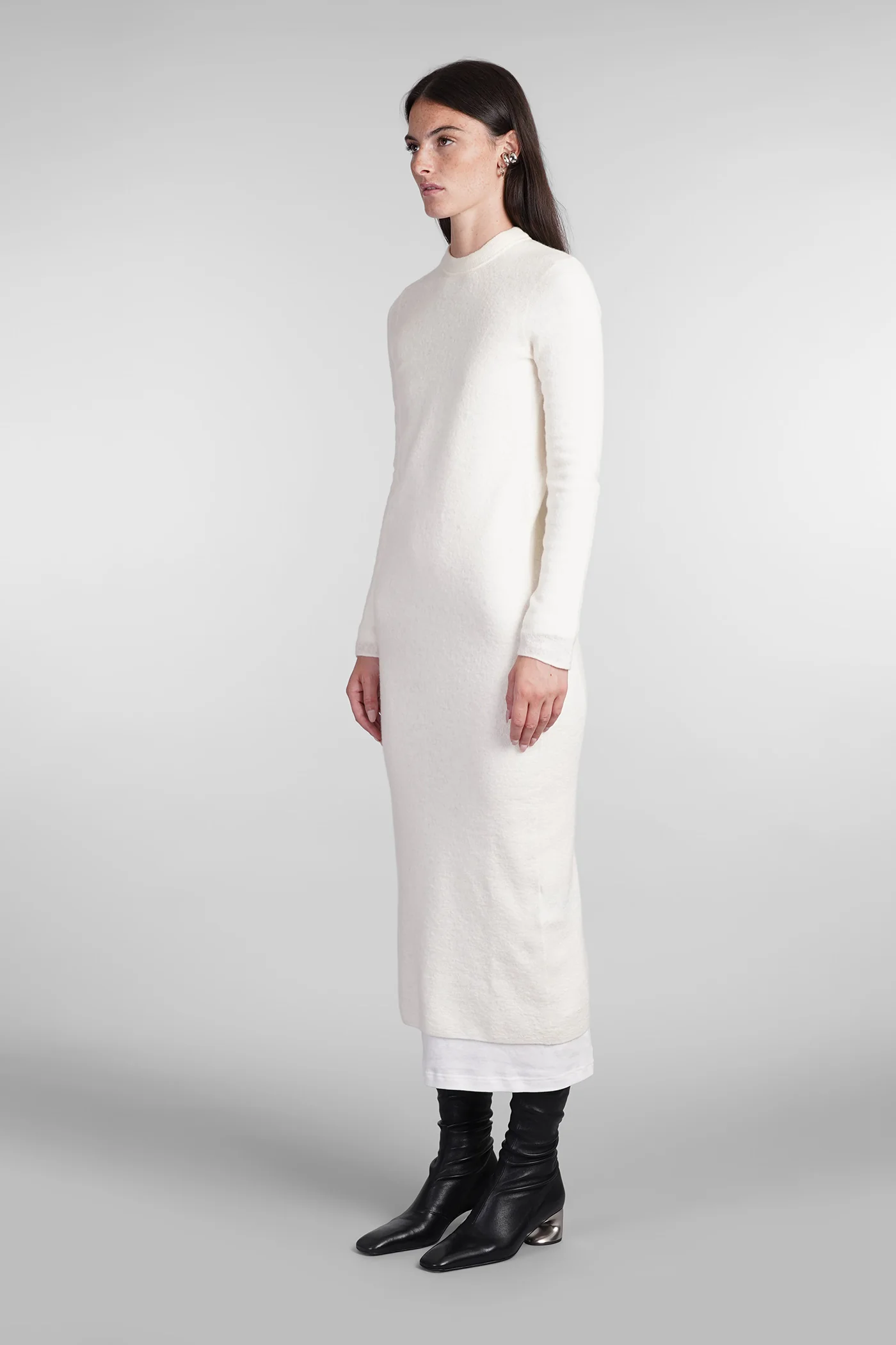 Dress woman  in beige wool - Image 4