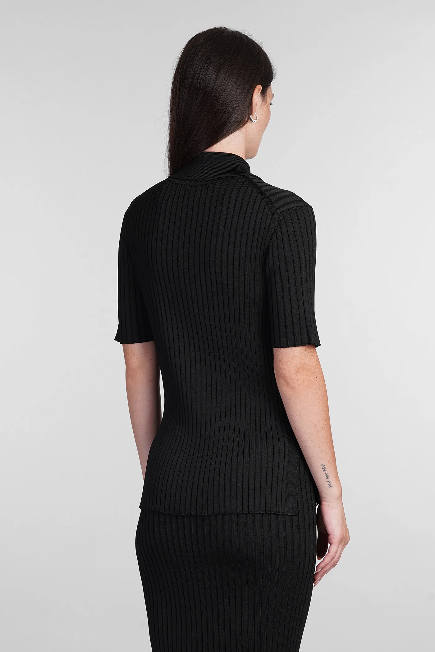Polo in black viscose - Image 3
