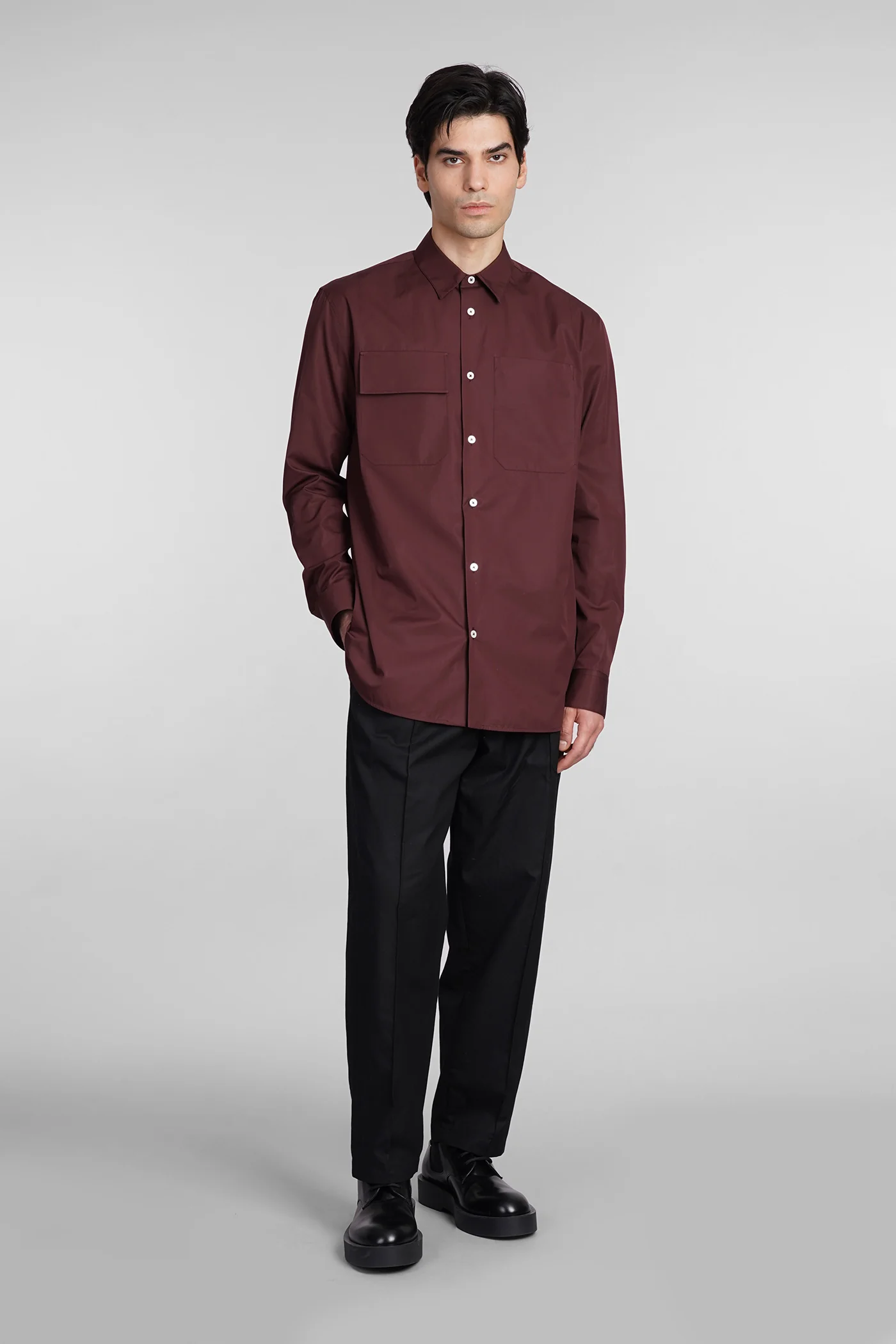 Shirt in bordeaux cotton - Image 2