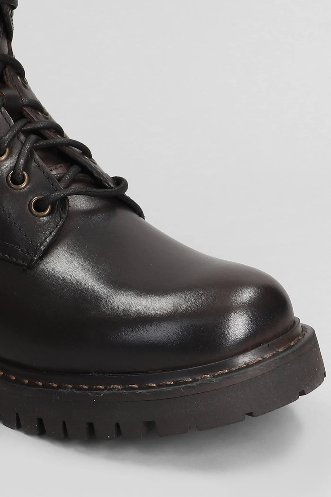 Combat boots in dark brown leather - Image 5