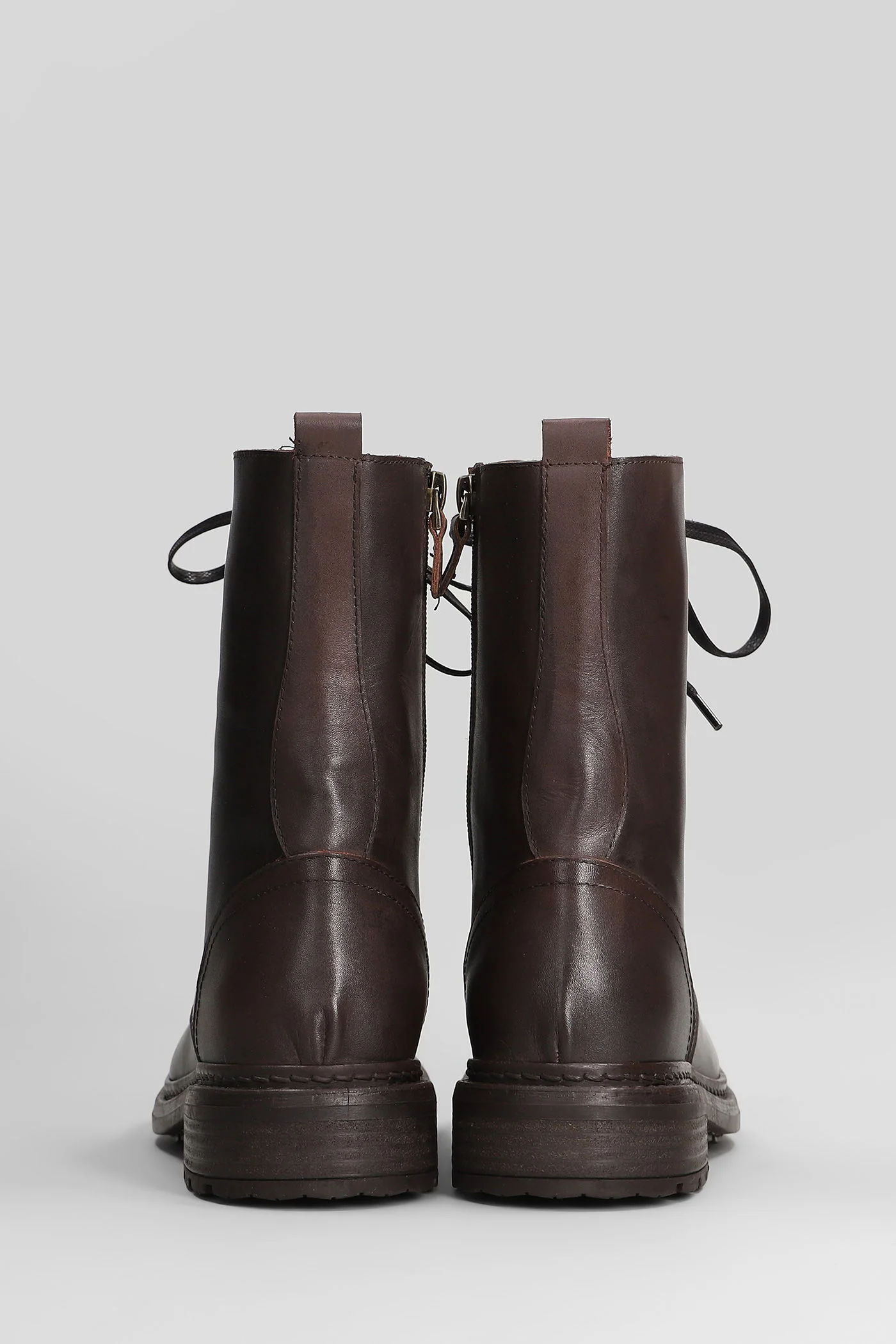 Combat boots in dark brown leather - Image 4