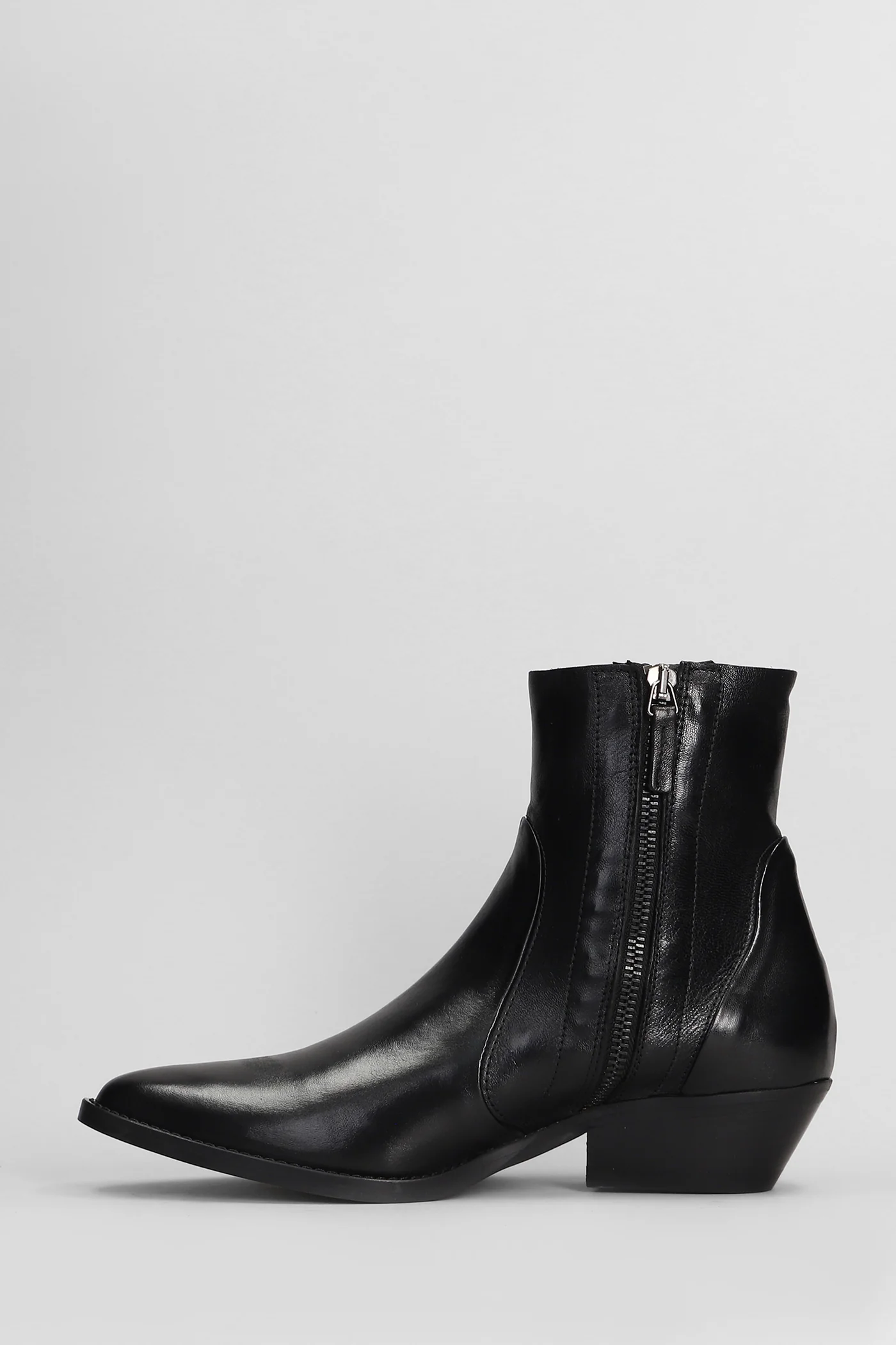 High heels Ankle boots in black leather - Image 3