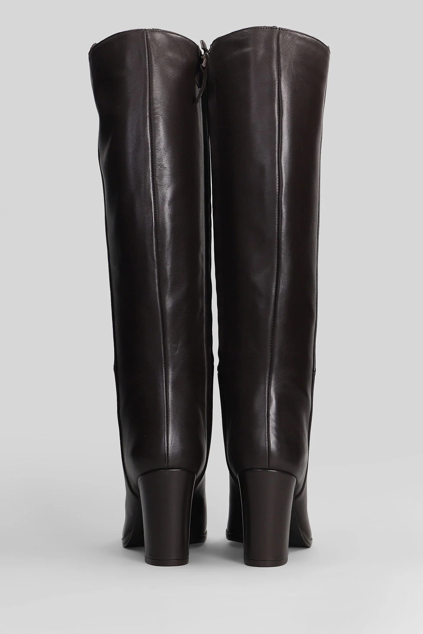High heels boots in dark brown leather - Image 4