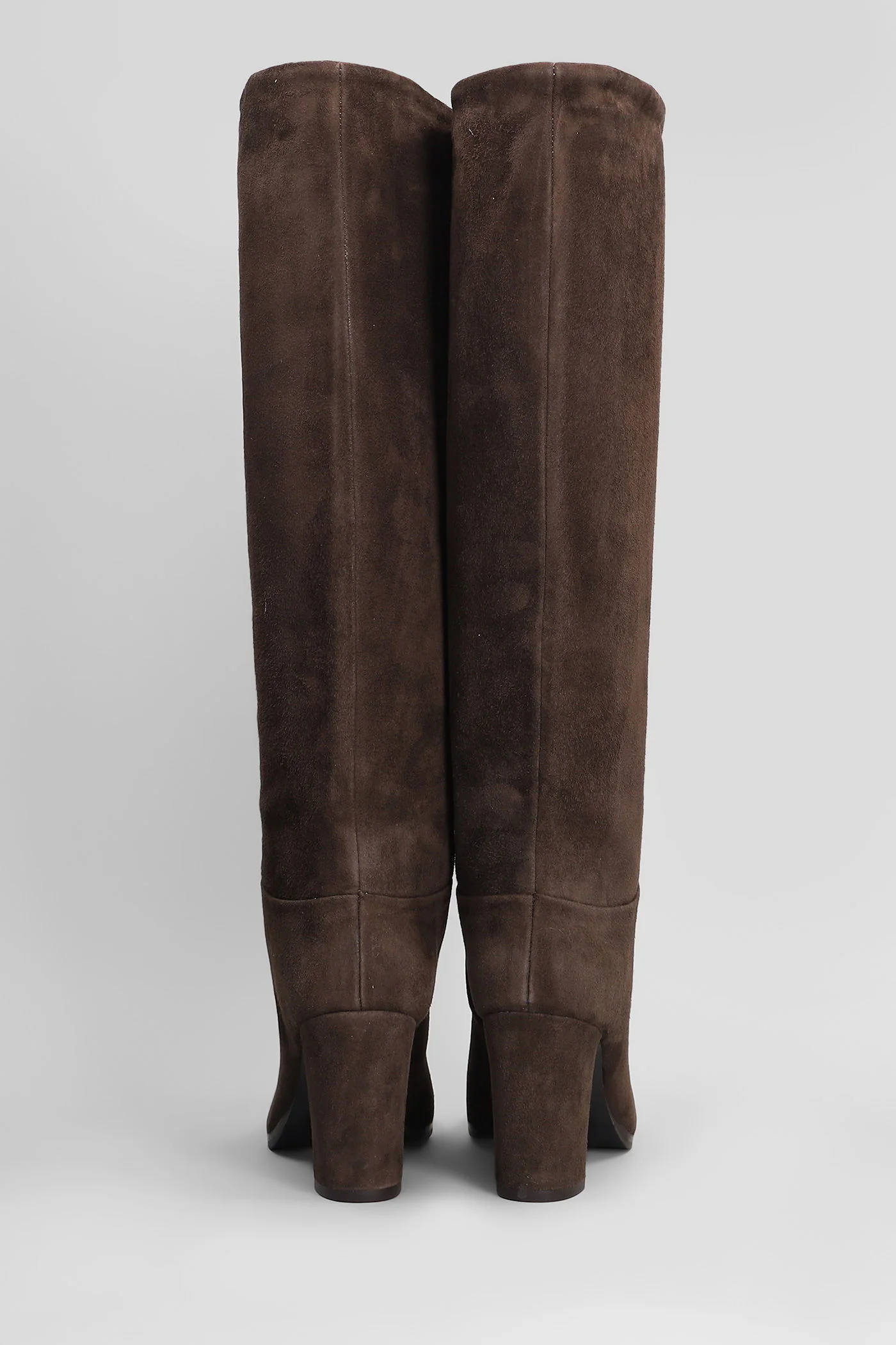 High heels boots in dark brown suede - Image 4