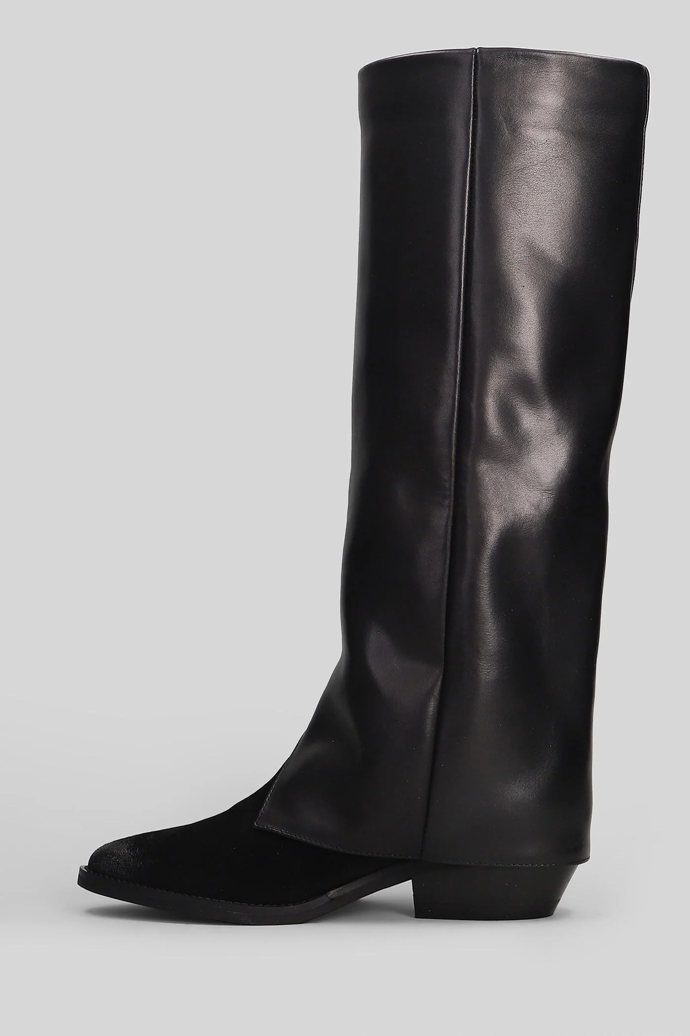 texan boots in black suede and leather - Image 3