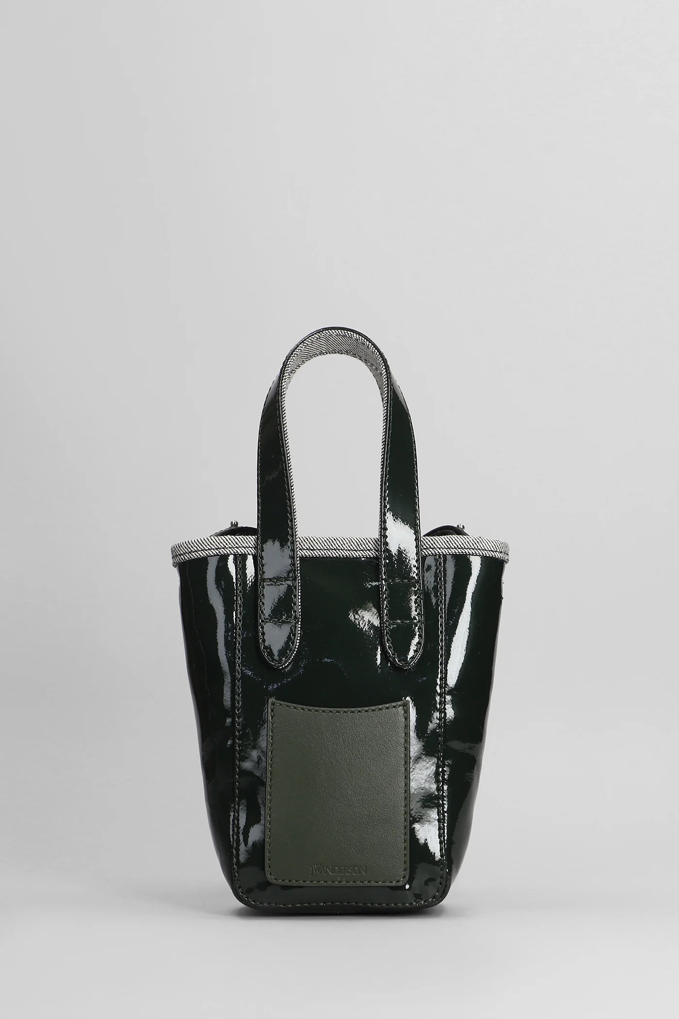 Belt tote Shoulder bag in green cotton - Image 3